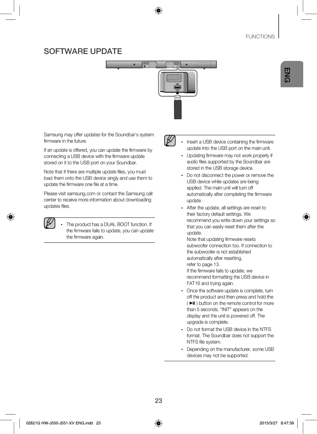 Samsung HW-J551/XV manual Software Update 