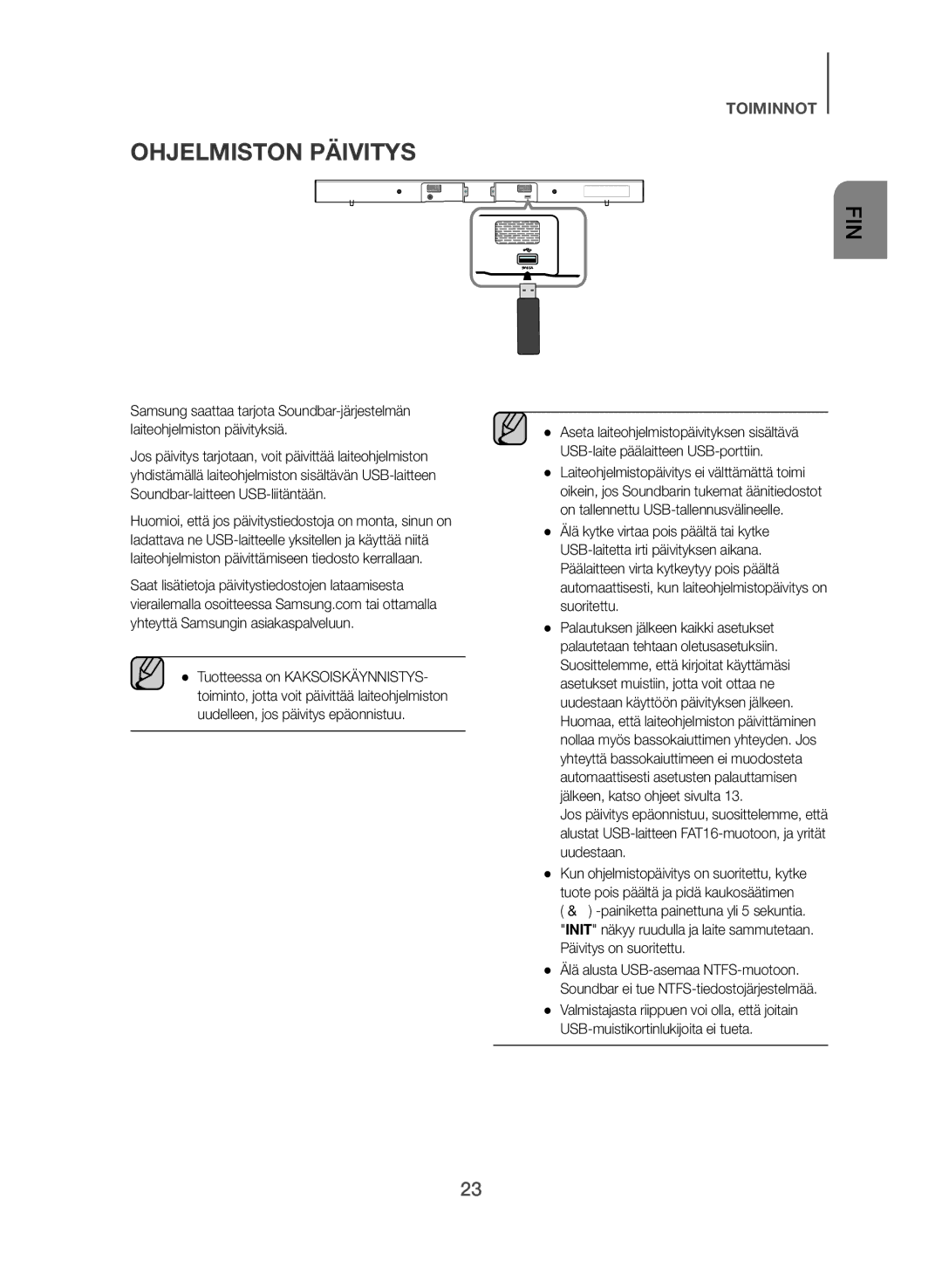 Samsung HW-J560/XE, HW-J561/XE manual Ohjelmiston Päivitys 