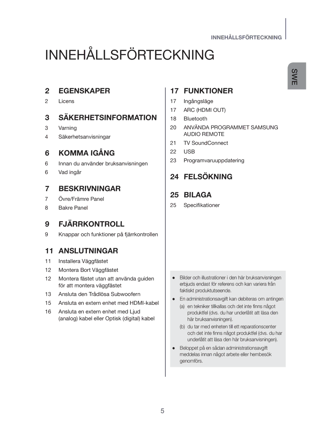 Samsung HW-J560/XE, HW-J561/XE manual Innehållsförteckning, Anslutningar 