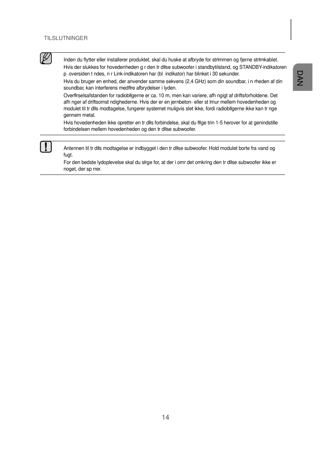 Samsung HW-J561/XE, HW-J560/XE manual Tilslutninger 