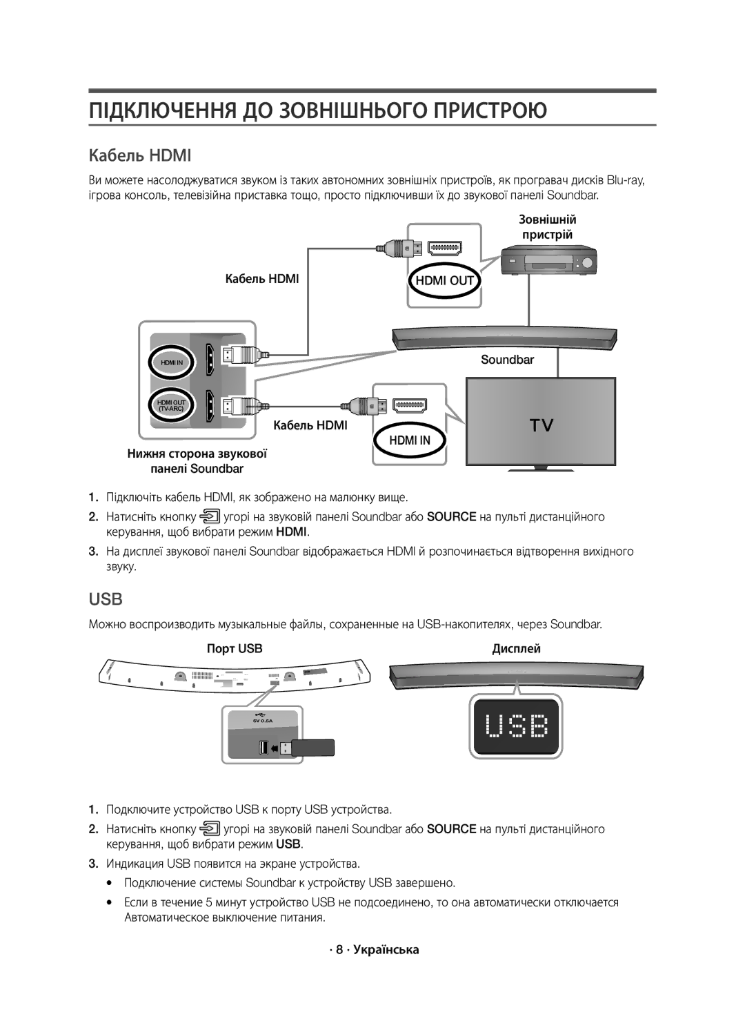 Samsung HW-J6000R/RU manual Підключення ДО Зовнішнього Пристрою, Зовнішній Пристрій 