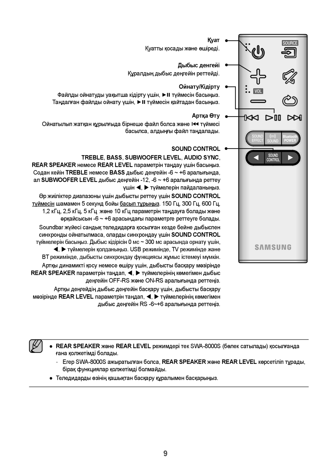 Samsung HW-J6000R/RU manual Қуат, Дыбыс денгейі, Құралдың дыбыс деңгейін реттейді, Ойнату/Кідірту, Артқа Өту 