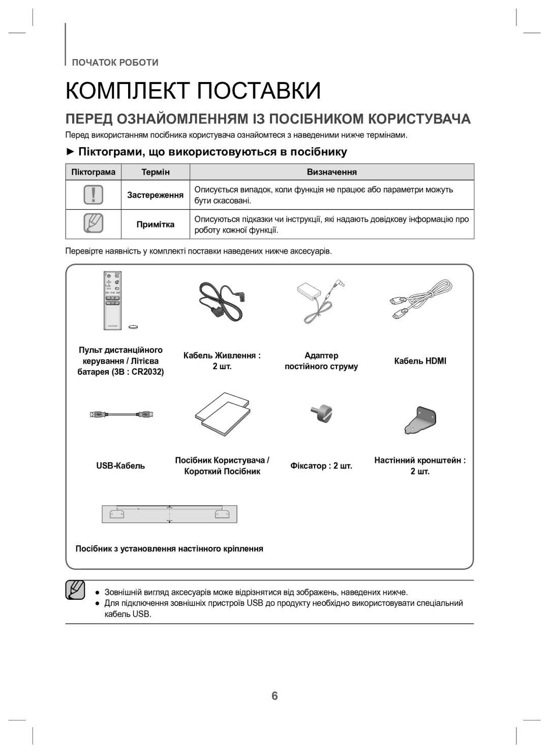 Samsung HW-J6000/RU manual + Піктограми, що використовуються в посібнику 