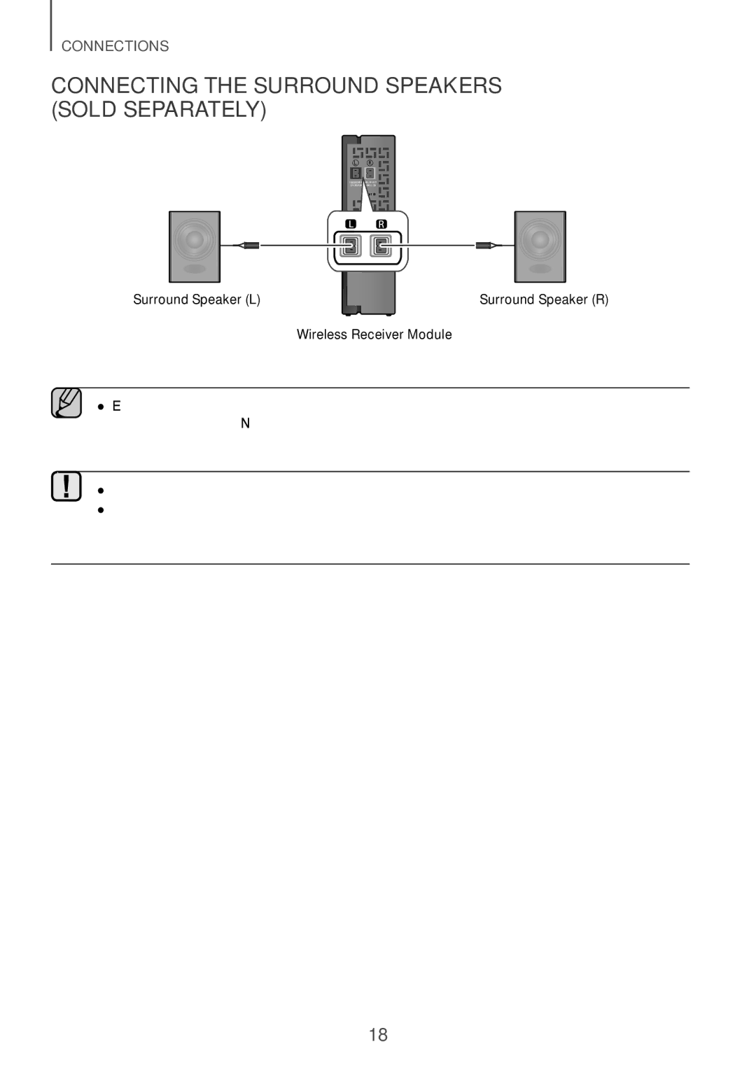 Samsung HW-J6001R/XN manual Connecting the Surround Speakers Sold Separately, Surround Speaker L, Wireless Receiver Module 