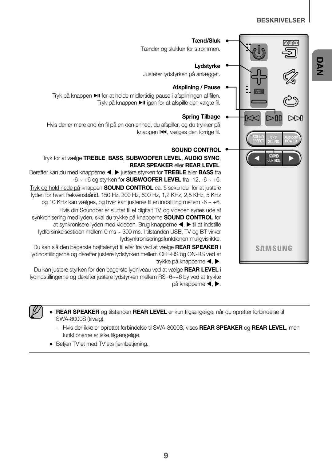 Samsung HW-J6000R/EN, HW-J6001R/EN, HW-J6001R/ZF, HW-J6000R/ZF manual Tænd/Sluk, Lydstyrke, Justerer lydstyrken på anlægget 