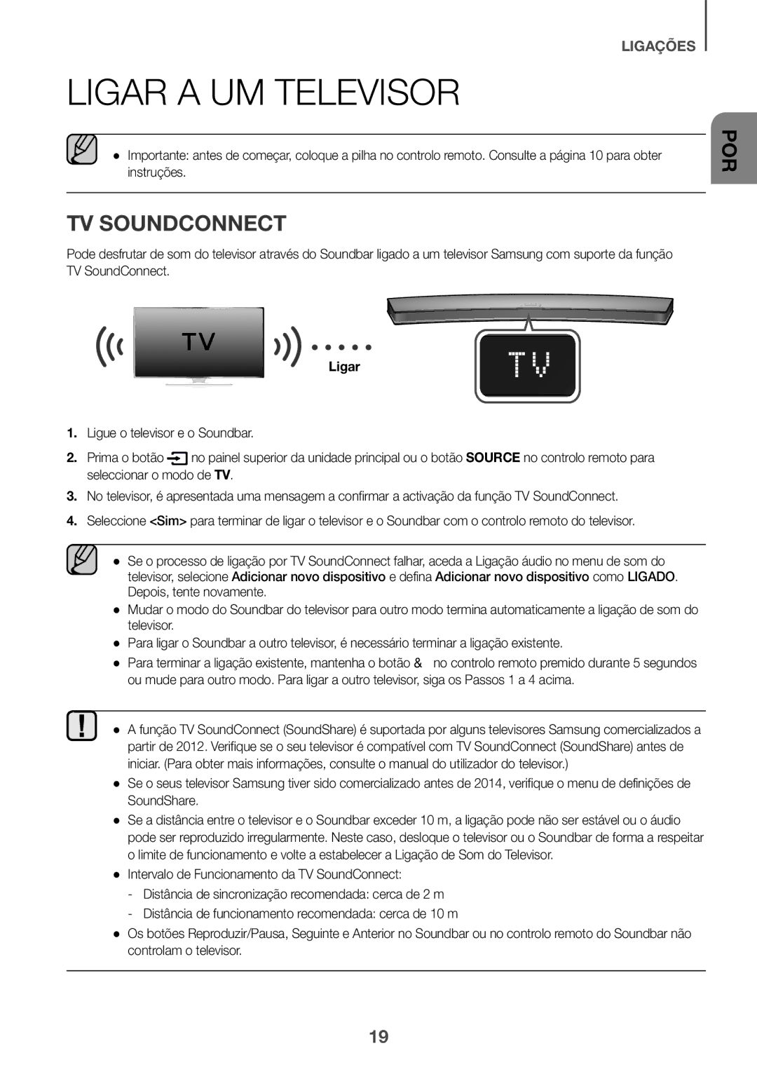 Samsung HW-J6001R/ZF, HW-J6001R/EN, HW-J6000R/EN, HW-J6000R/ZF, HW-J6001R/XN manual Ligar a UM Televisor, TV Soundconnect 