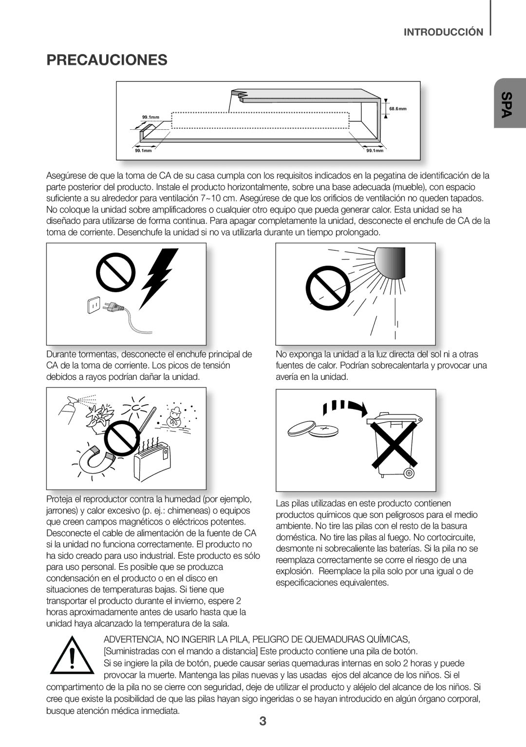 Samsung HW-J6010R/XE, HW-J6001R/EN, HW-J6000R/EN, HW-J6001R/ZF, HW-J6000R/ZF Precauciones, Busque atención médica inmediata 