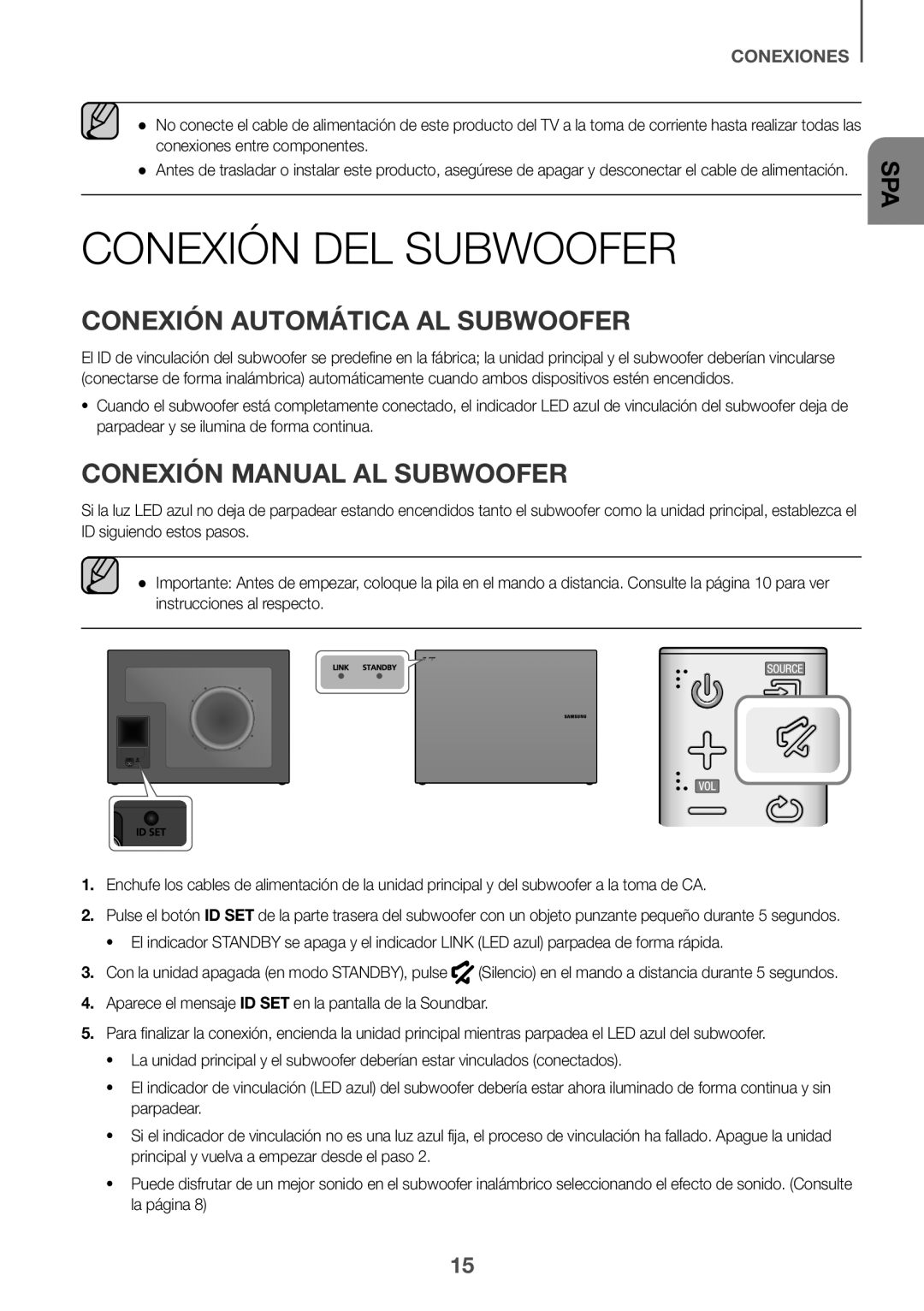 Samsung HW-J6001R/XN, HW-J6001R/EN Conexión DEL Subwoofer, Conexión Automática AL Subwoofer, Conexión Manual AL Subwoofer 