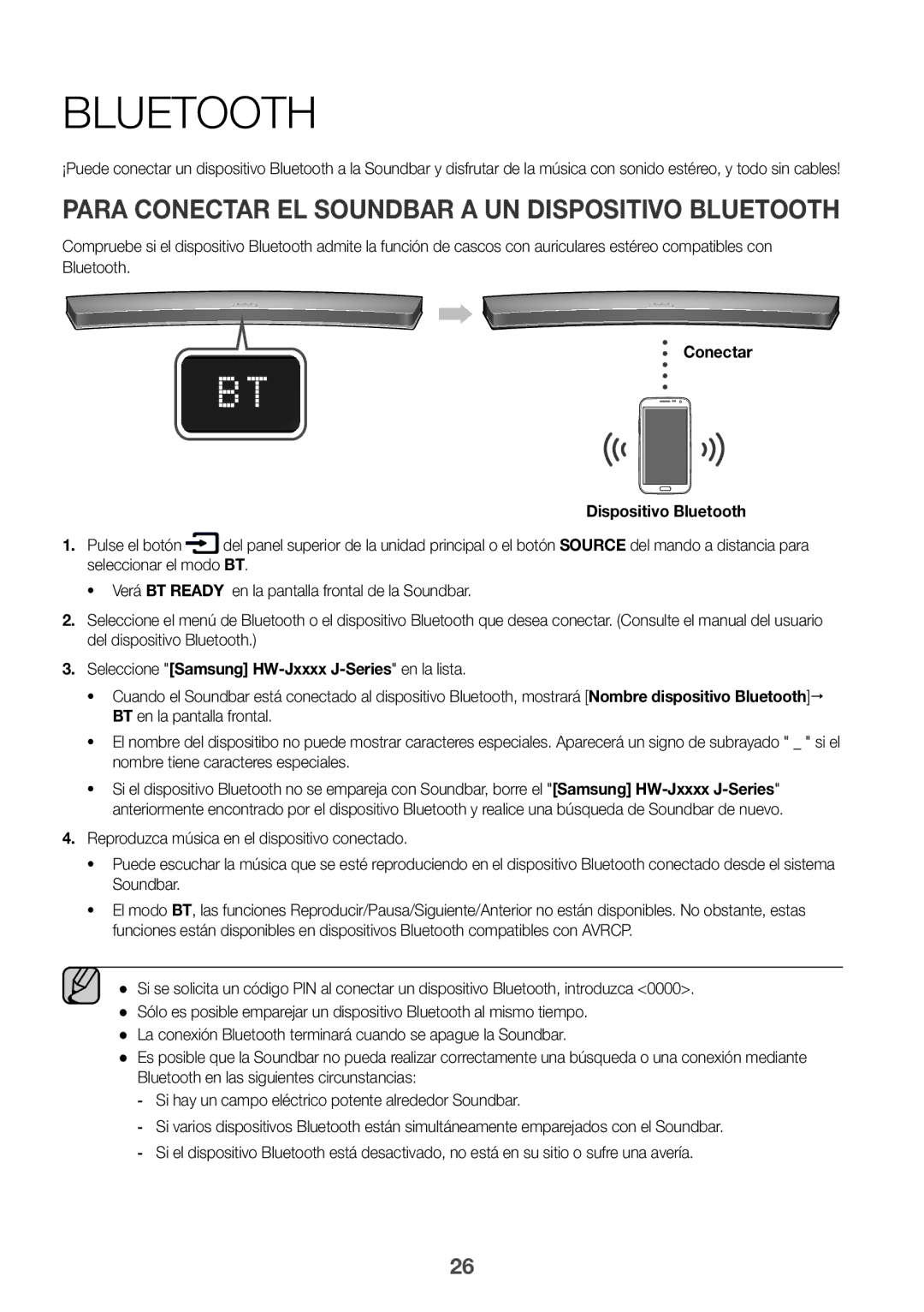 Samsung HW-J6000R/EN Para Conectar EL Soundbar a UN Dispositivo Bluetooth, Conectar Dispositivo Bluetooth, Pulse el botón 