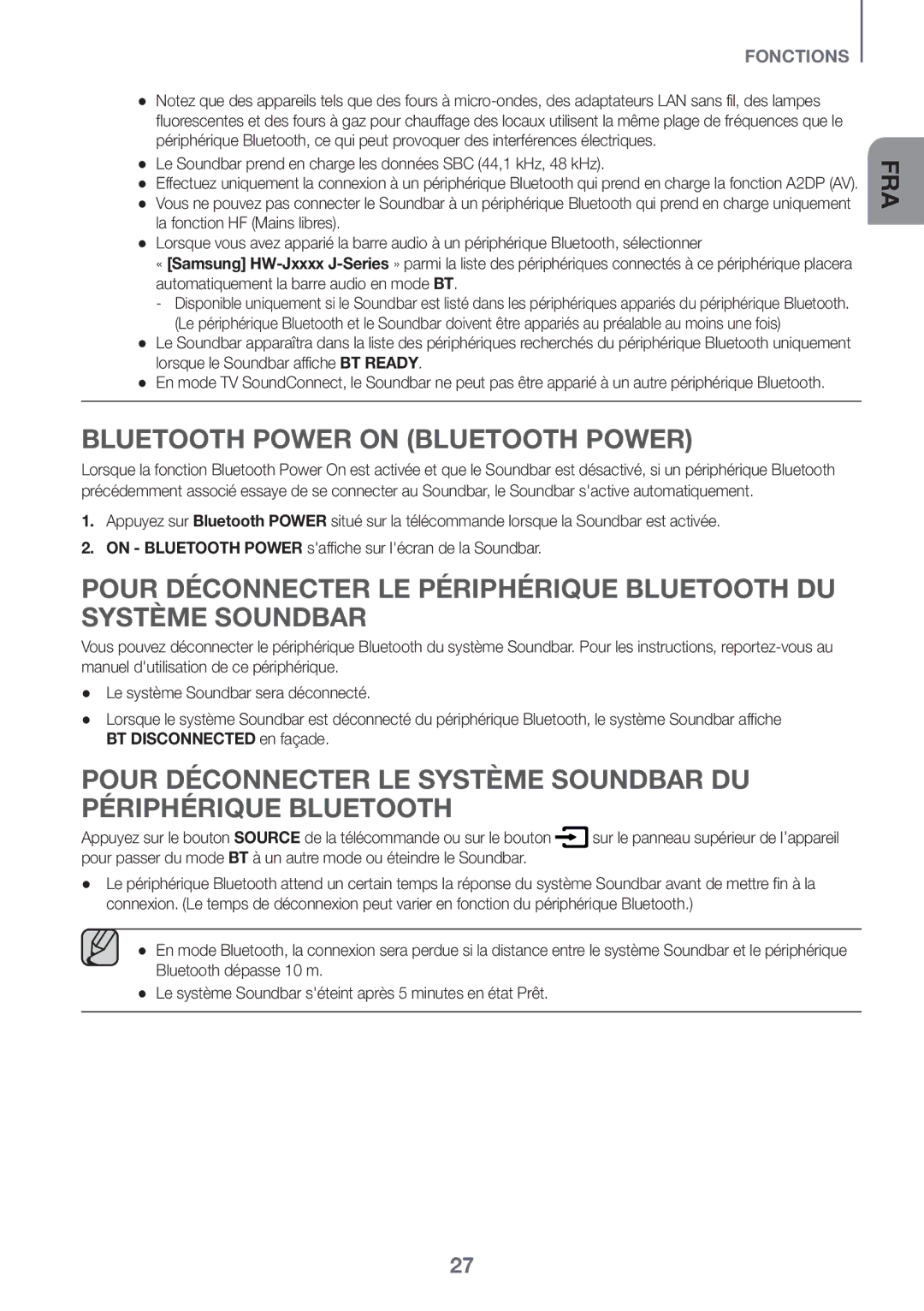 Samsung HW-J6011R/XE, HW-J6001R/EN, HW-J6000R/EN, HW-J6001R/ZF Le Soundbar prend en charge les données SBC 44,1 kHz, 48 kHz 