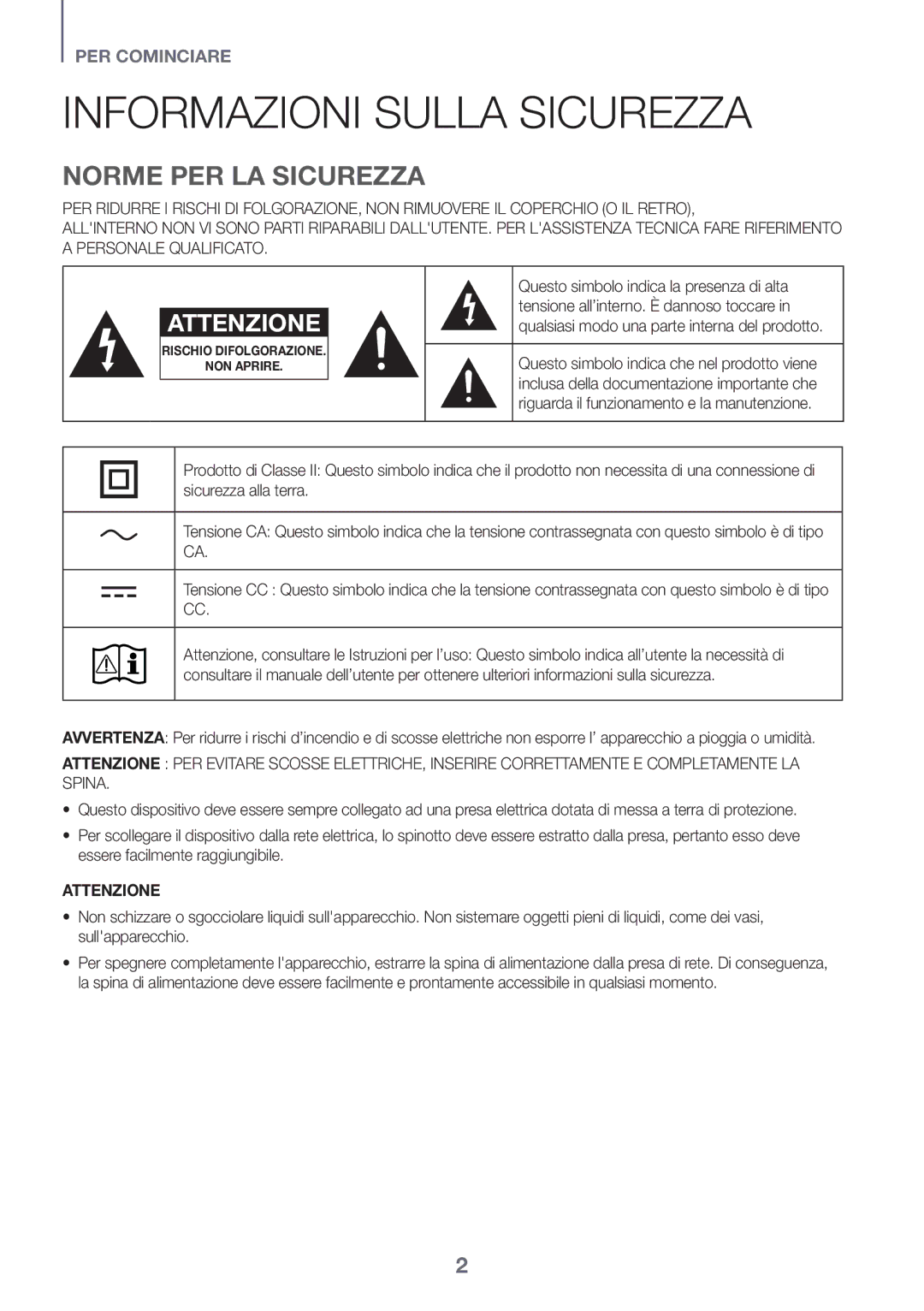 Samsung HW-J6001R/EN, HW-J6000R/EN, HW-J6001R/ZF, HW-J6000R/ZF manual Informazioni Sulla Sicurezza, Norme PER LA Sicurezza 