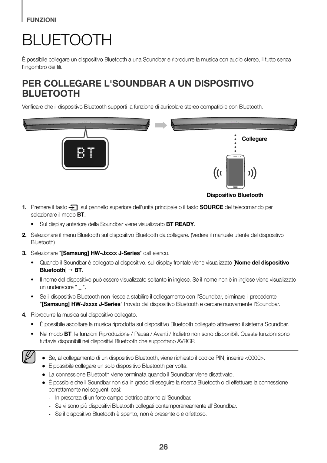 Samsung HW-J6000R/ZF, HW-J6001R/EN PER Collegare Lsoundbar a UN Dispositivo Bluetooth, Collegare Dispositivo Bluetooth 