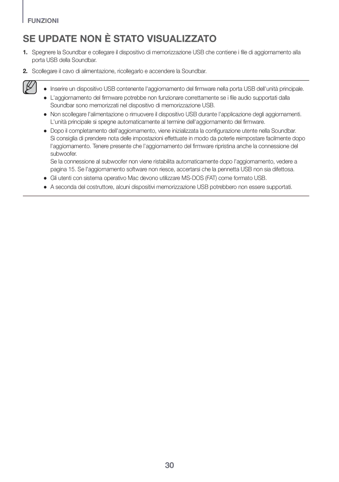 Samsung HW-J6001R/EN, HW-J6000R/EN, HW-J6001R/ZF, HW-J6000R/ZF, HW-J6001R/XN, HW-J6011R/XE SE Update NON È Stato Visualizzato 