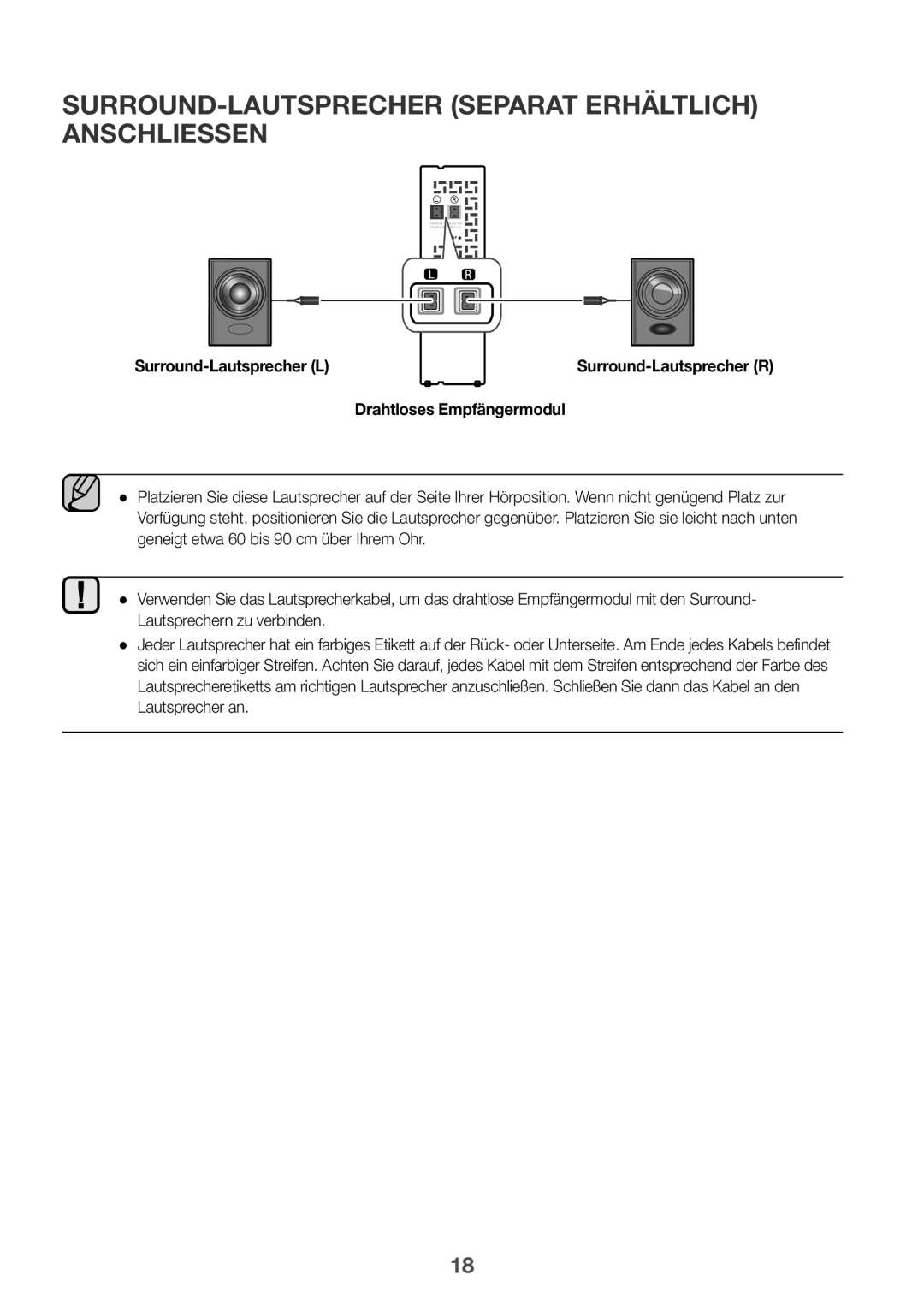 Samsung HW-J6000R/ZF, HW-J6001R/EN manual Surround-Lautsprecher separat erhältlich anschlieSSen, Surround-Lautsprecher L 