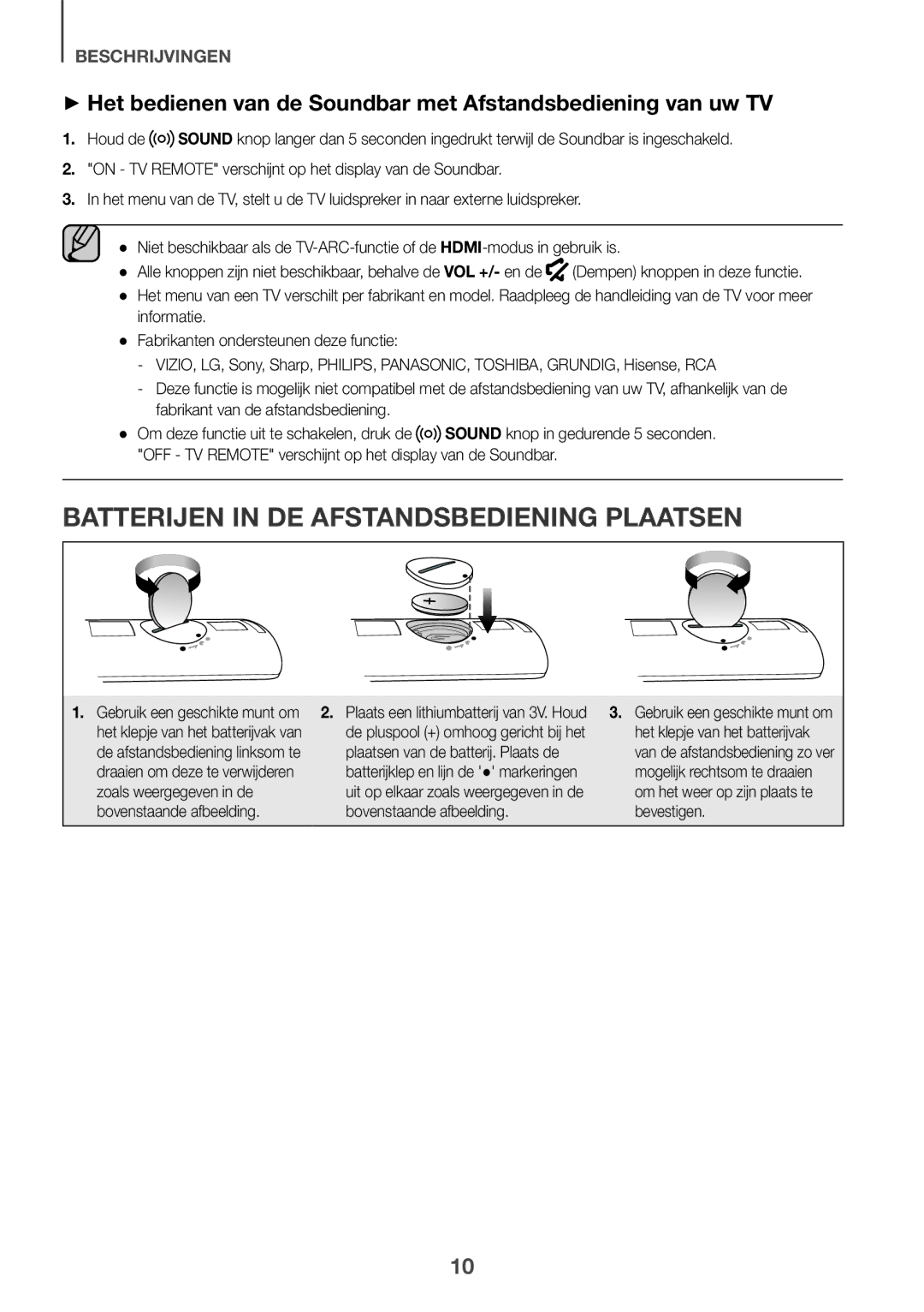 Samsung HW-J6000R/EN, HW-J6001R/EN, HW-J6001R/ZF, HW-J6000R/ZF manual Batterijen in de afstandsbediening plaatsen, Informatie 