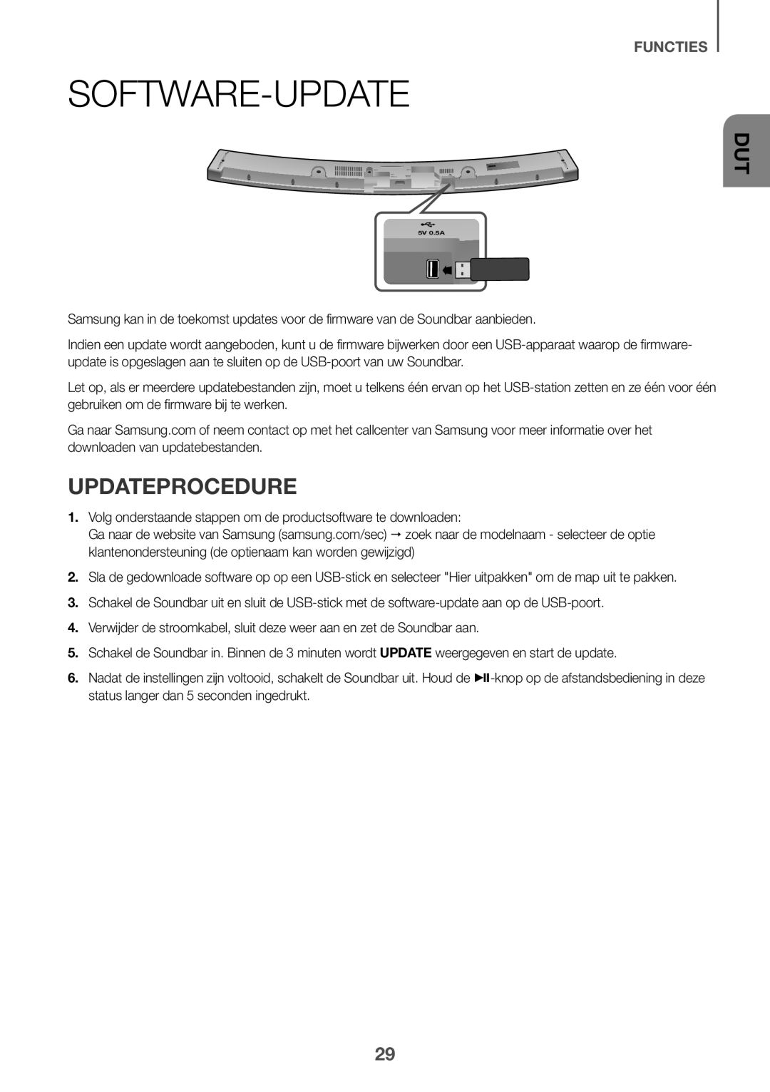 Samsung HW-J6010R/XE, HW-J6001R/EN, HW-J6000R/EN, HW-J6001R/ZF, HW-J6000R/ZF, HW-J6001R/XN Software-update, Updateprocedure 