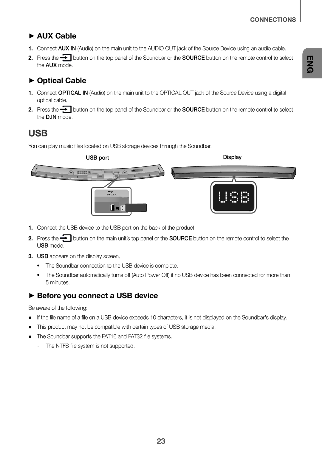 Samsung HW-J6001R/ZF, HW-J6001R/EN, HW-J6000R/EN manual Usb, ++AUX Cable, ++Optical Cable, ++Before you connect a USB device 