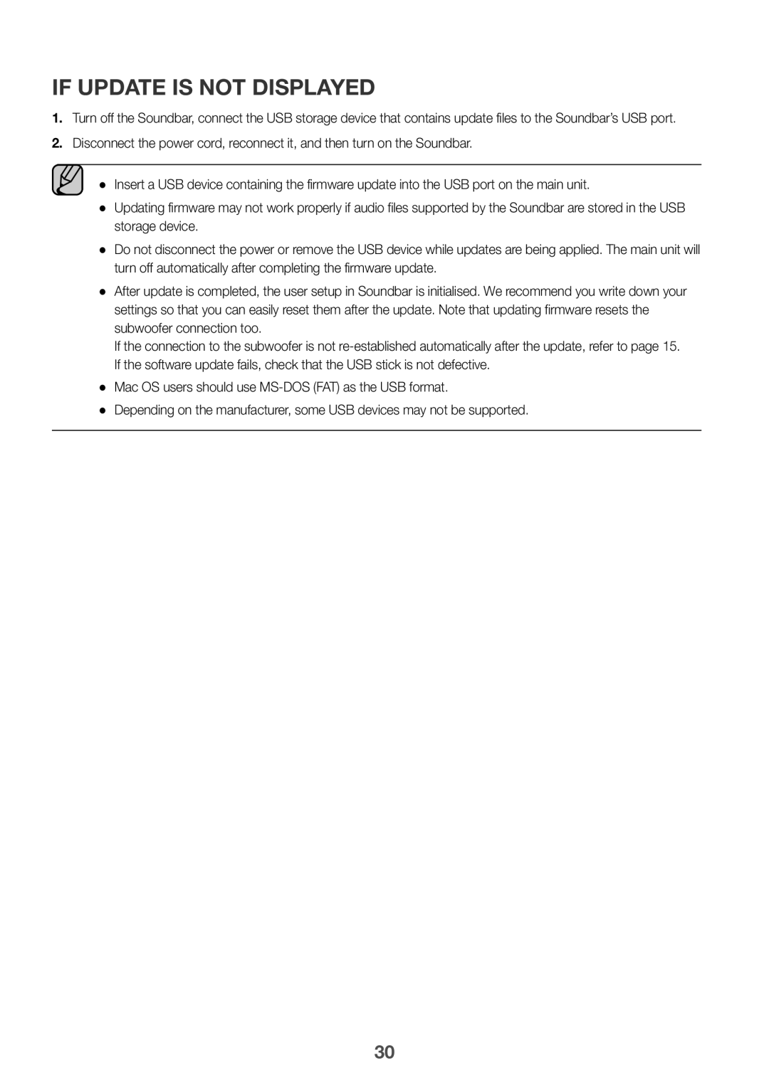 Samsung HW-J6001R/ZF, HW-J6001R/EN, HW-J6000R/EN, HW-J6000R/ZF, HW-J6001R/XN, HW-J6011R/XE manual If Update is not Displayed 