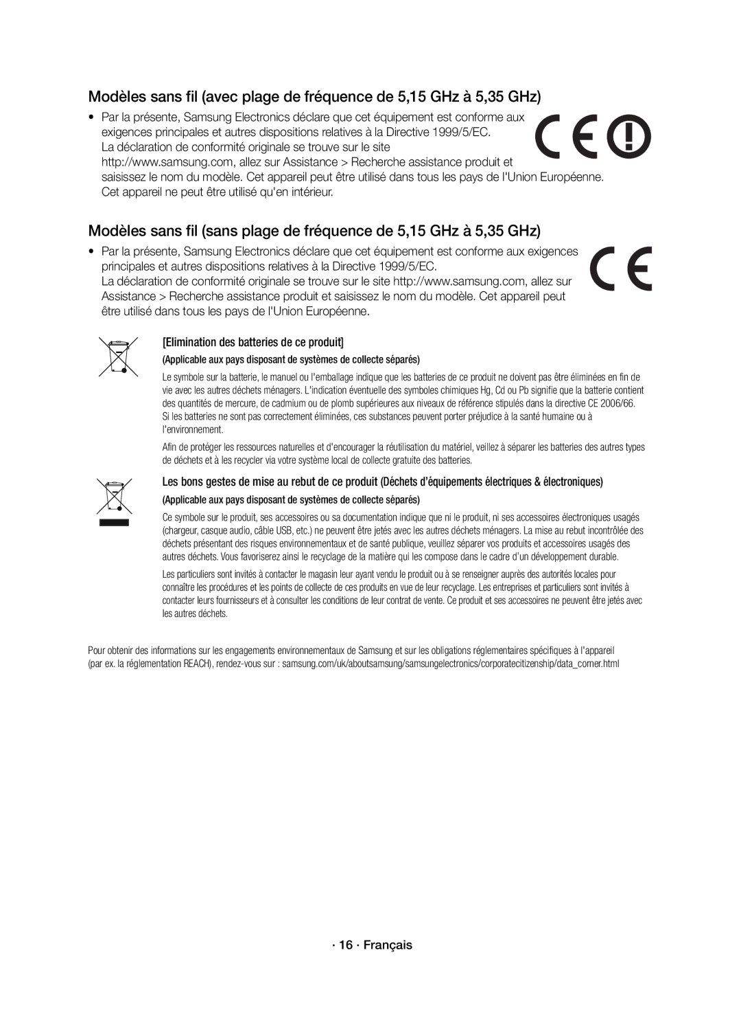 Samsung HW-J6000R/ZF, HW-J6001R/EN, HW-J6000R/EN, HW-J6001R/ZF manual · 16 · Français 