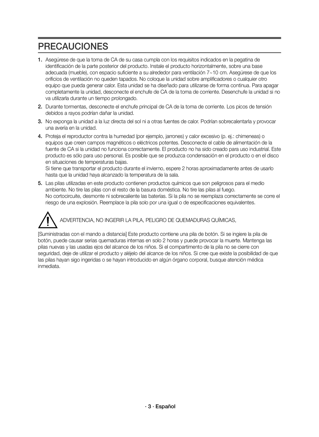 Samsung HW-J6000R/ZF, HW-J6001R/EN, HW-J6000R/EN, HW-J6001R/ZF manual Precauciones 