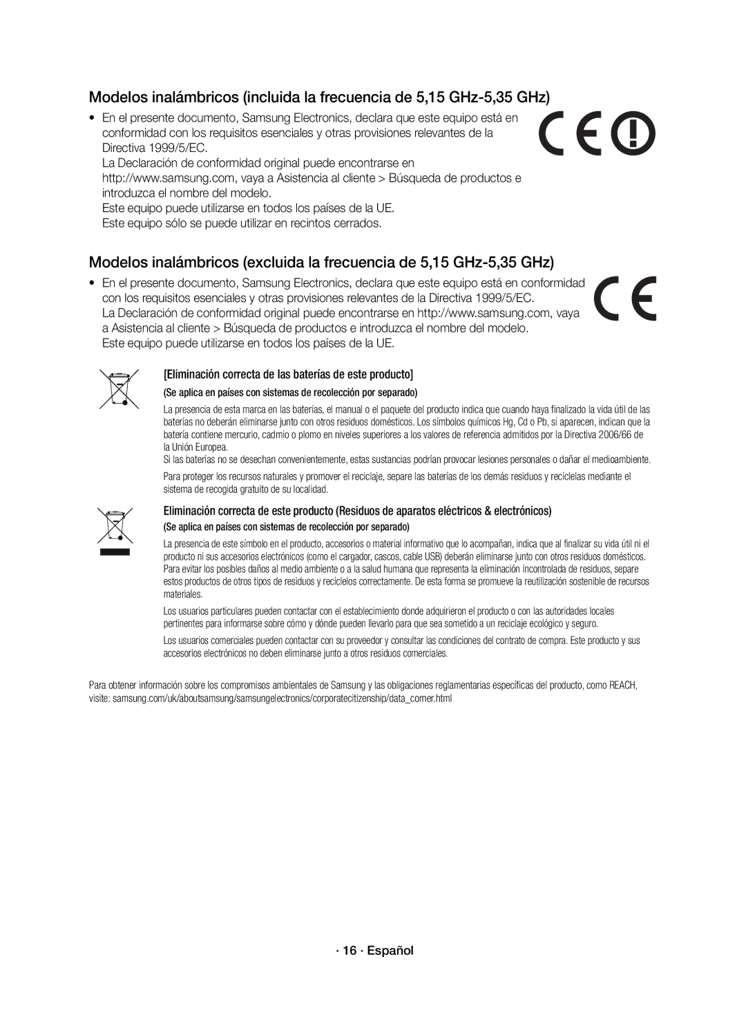 Samsung HW-J6001R/EN, HW-J6000R/EN, HW-J6001R/ZF, HW-J6000R/ZF manual · 16 · Español 