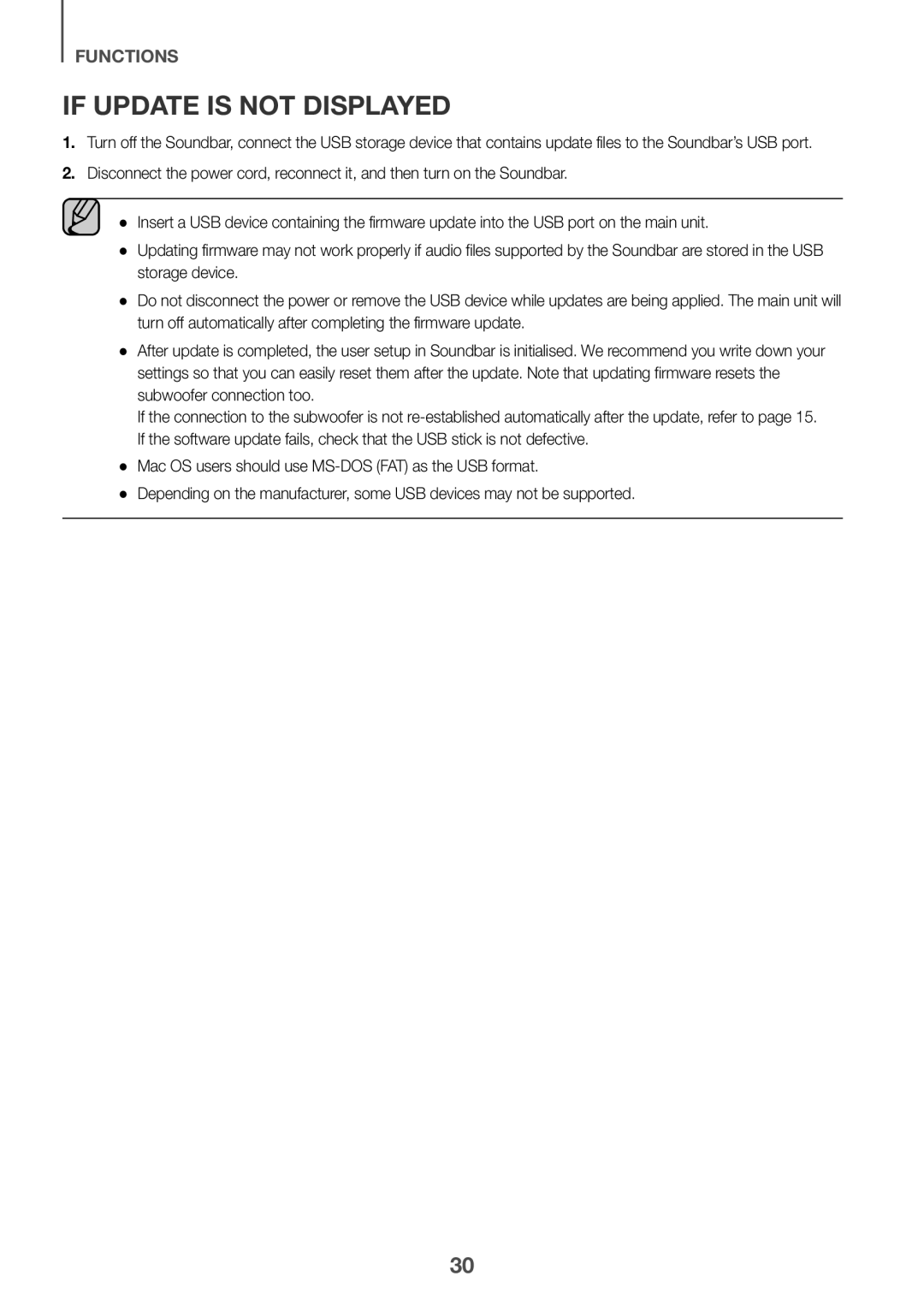 Samsung HW-J6001R/UM, HW-J6001R/SQ manual If Update is not displayed 