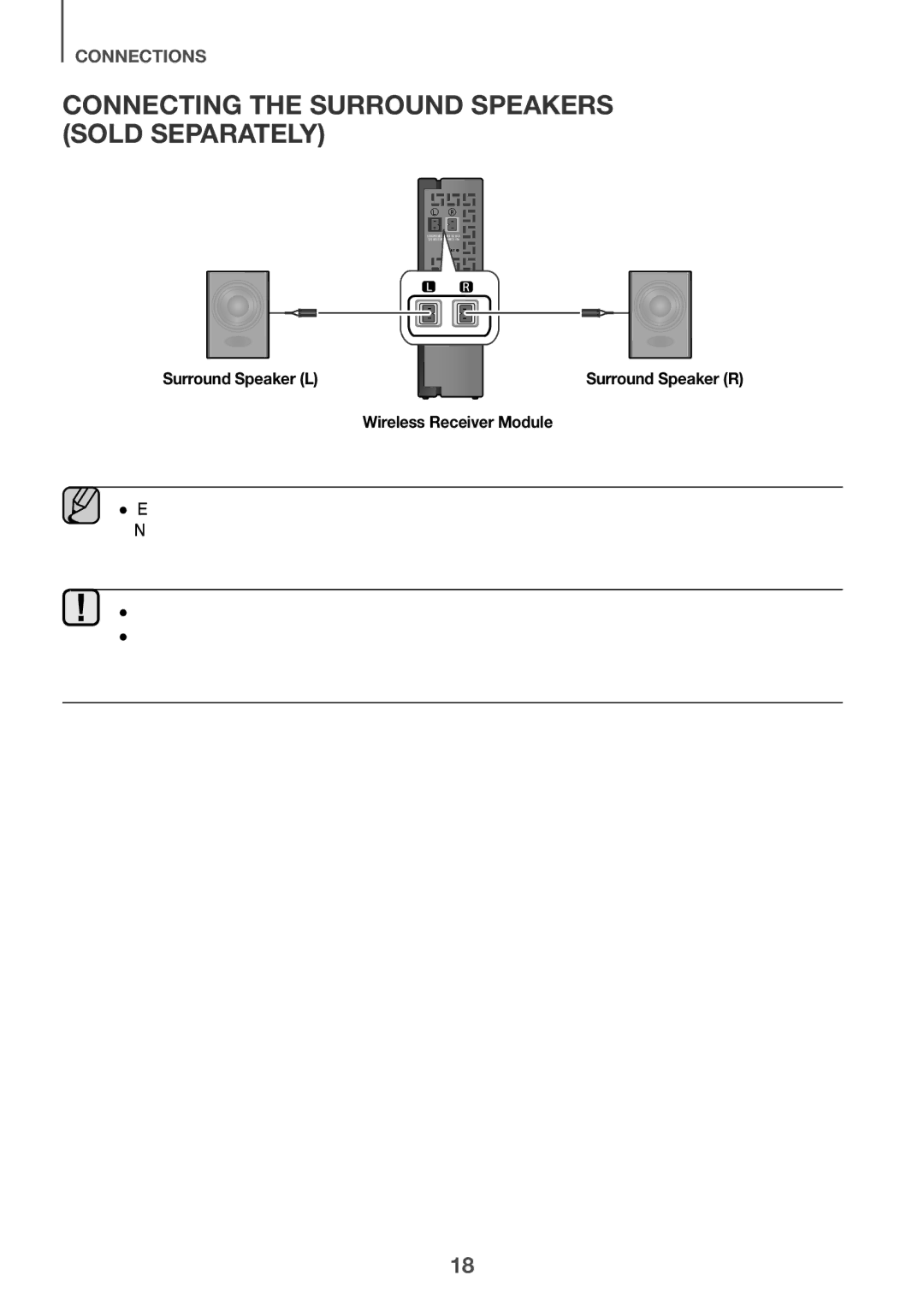 Samsung HW-J6001R/UM manual Connecting the Surround Speakers Sold Separately, Surround Speaker L, Wireless Receiver Module 