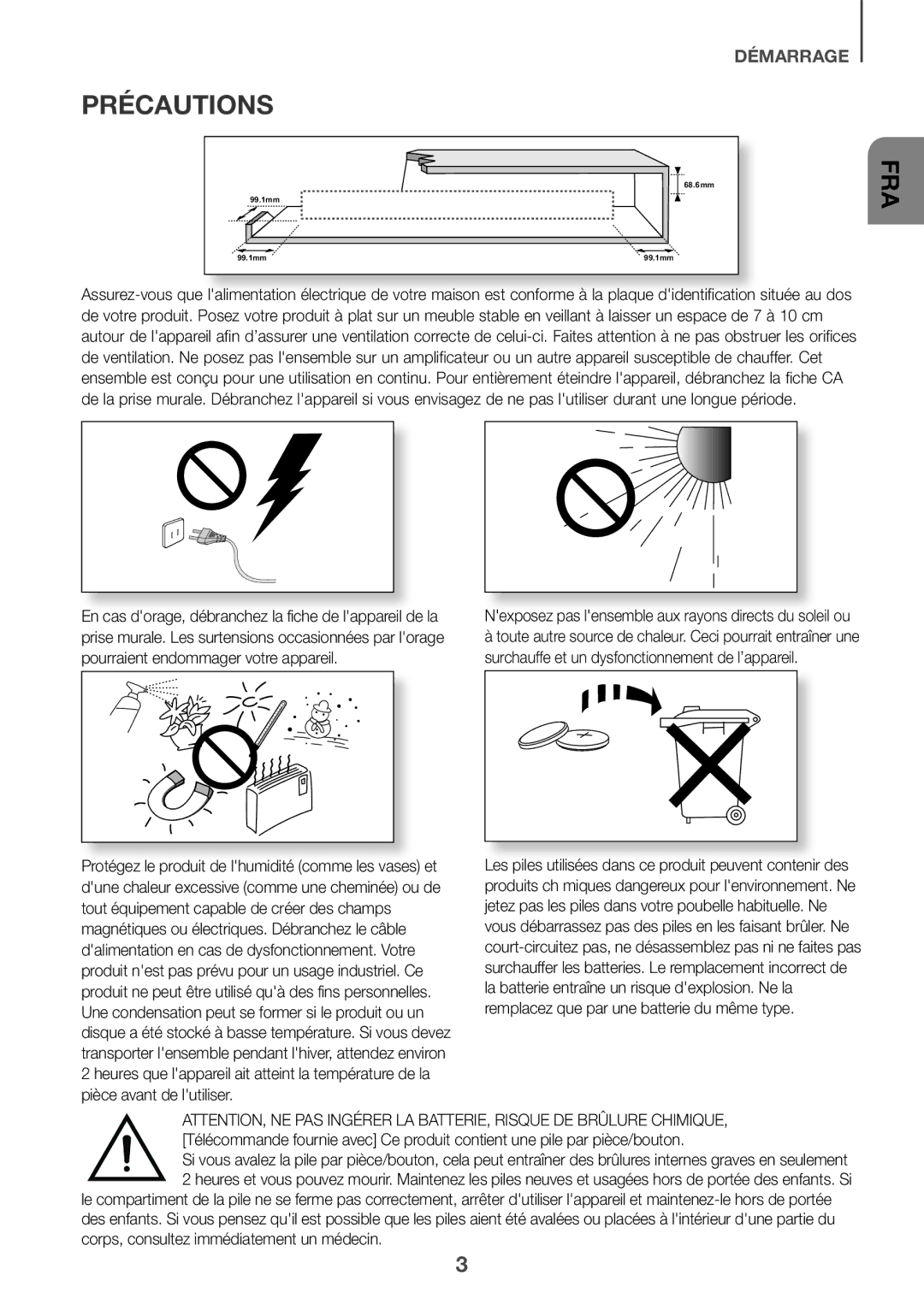 Samsung HW-J6001R/UM, HW-J6001R/SQ manual Précautions 