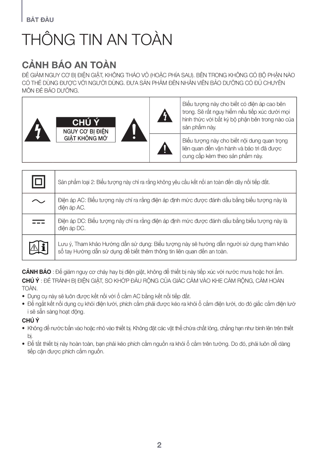 Samsung HW-J6001R/XV manual Thông tin an toàn, Cảnh báo An toàn 