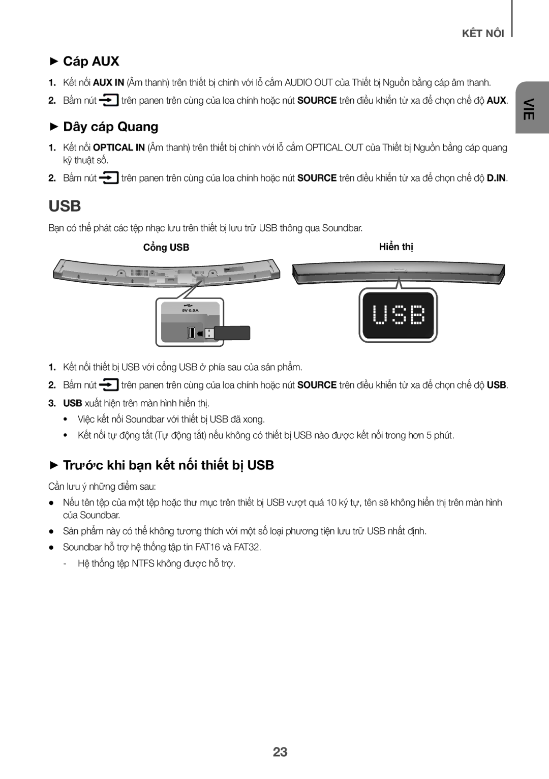 Samsung HW-J6001R/XV manual ++Cap AUX, ++Dây cap Quang, ++Trước khi, Thiết Bi USB, Công USB 