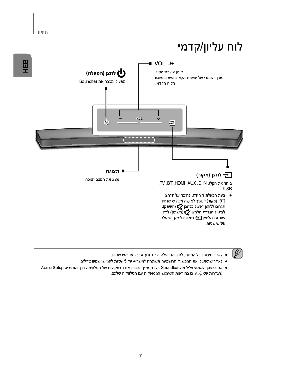 Samsung HW-J6001/SQ manual ימדק/ןוילע חול, רוקמ ןצחל 