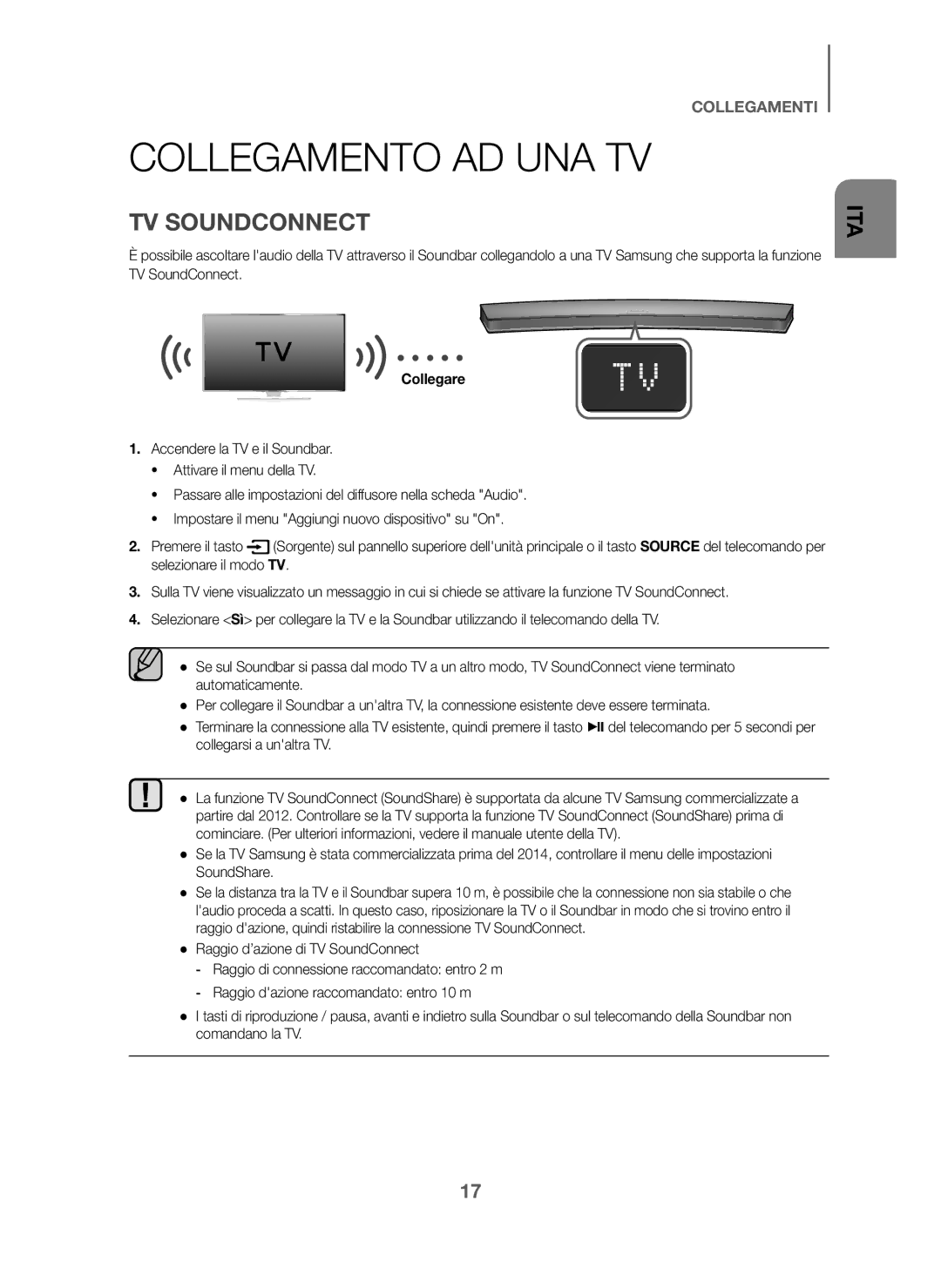 Samsung HW-J6001/ZF, HW-J6001/TK, HW-J6000/EN, HW-J6001/EN, HW-J6000/ZF, HW-J6001/XN manual Collegamento AD UNA TV, Collegare 