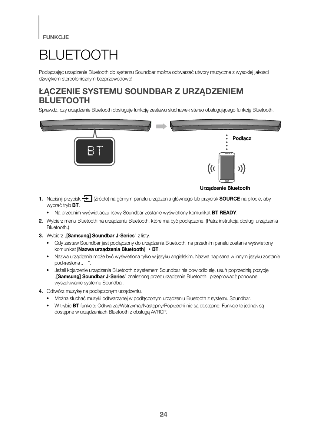 Samsung HW-J6001/TK, HW-J6000/EN, HW-J6001/EN, HW-J6001/ZF Urządzenie Bluetooth, Wybierz „Samsung Soundbar J-Series z listy 