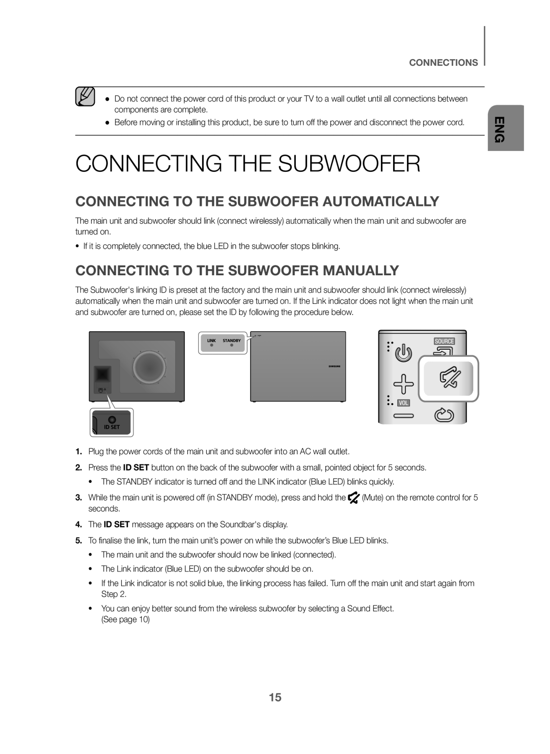 Samsung HW-J6010/XE, HW-J6001/TK, HW-J6000/EN manual Connecting the Subwoofer, Connecting to the Subwoofer Automatically 