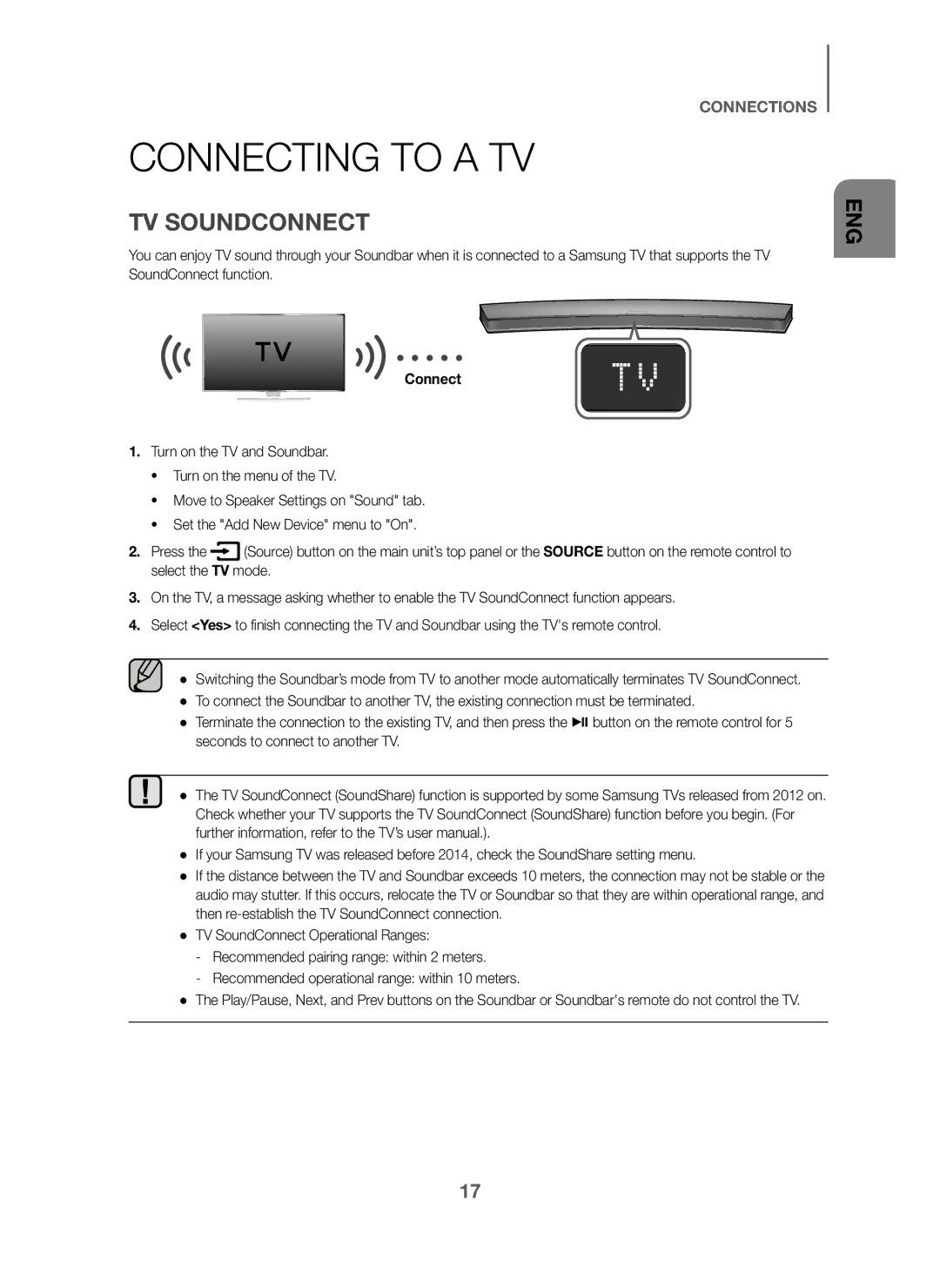 Samsung HW-J6000/EN, HW-J6001/TK, HW-J6001/EN, HW-J6001/ZF, HW-J6000/ZF, HW-J6001/XN manual Connecting to a TV, TV Soundconnect 