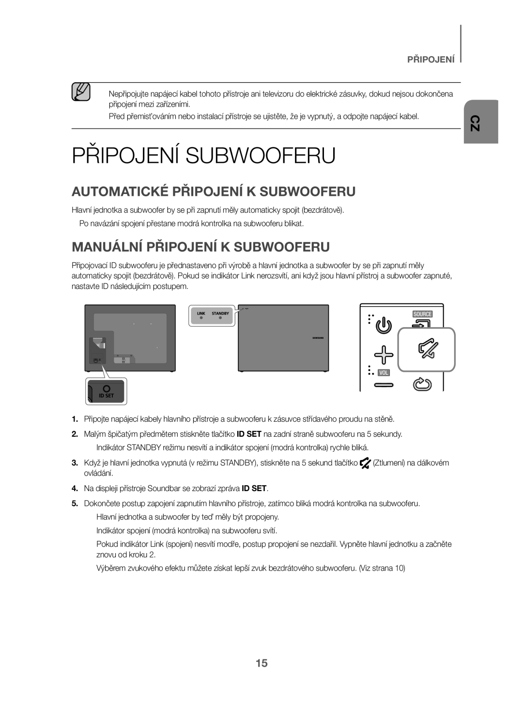 Samsung HW-J6000/EN, HW-J6001/TK Připojení Subwooferu, Automatické Připojení K Subwooferu, Manuální Připojení K Subwooferu 