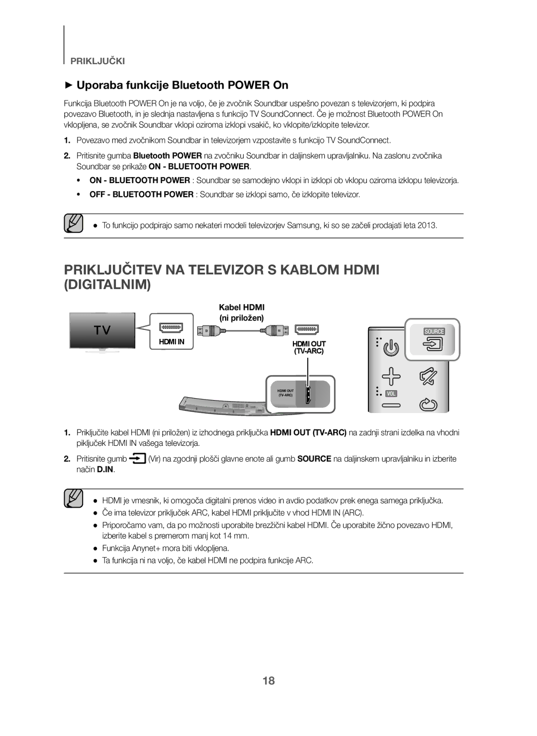 Samsung HW-J6001/EN Priključitev NA Televizor S Kablom Hdmi Digitalnim, + Uporaba funkcije Bluetooth Power On, Kabel Hdmi 