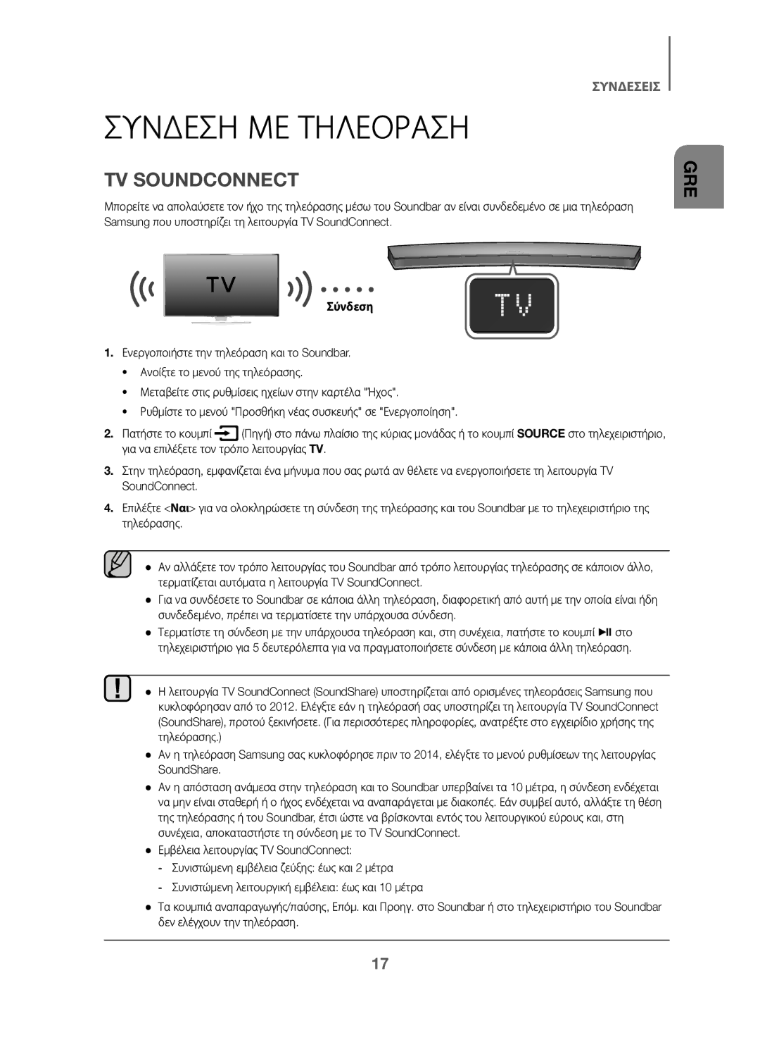 Samsung HW-J6010/XE, HW-J6001/TK, HW-J6000/EN, HW-J6001/EN, HW-J6001/ZF, HW-J6000/ZF, HW-J6001/XN Συνδεση ΜΕ Τηλεοραση, Σύνδεση 