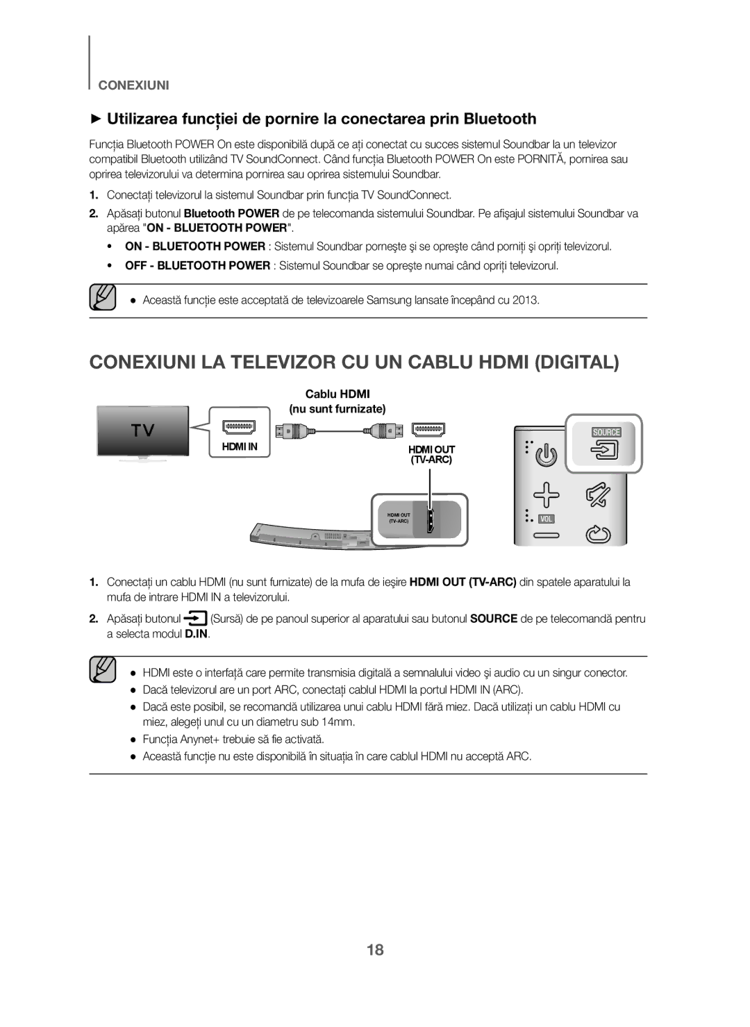 Samsung HW-J6011/XE, HW-J6001/TK, HW-J6000/EN, HW-J6001/EN, HW-J6001/ZF manual Conexiuni LA Televizor CU UN Cablu Hdmi Digital 