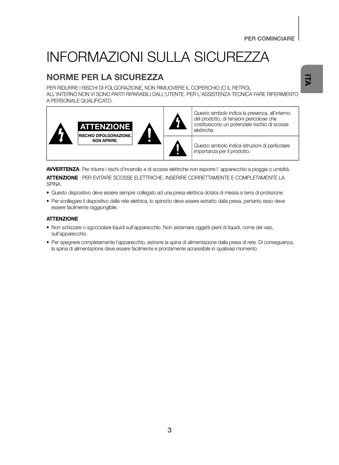 Samsung HW-J6001/XN, HW-J6001/TK, HW-J6000/EN, HW-J6001/EN, HW-J6001/ZF Informazioni Sulla Sicurezza, Norme PER LA Sicurezza 