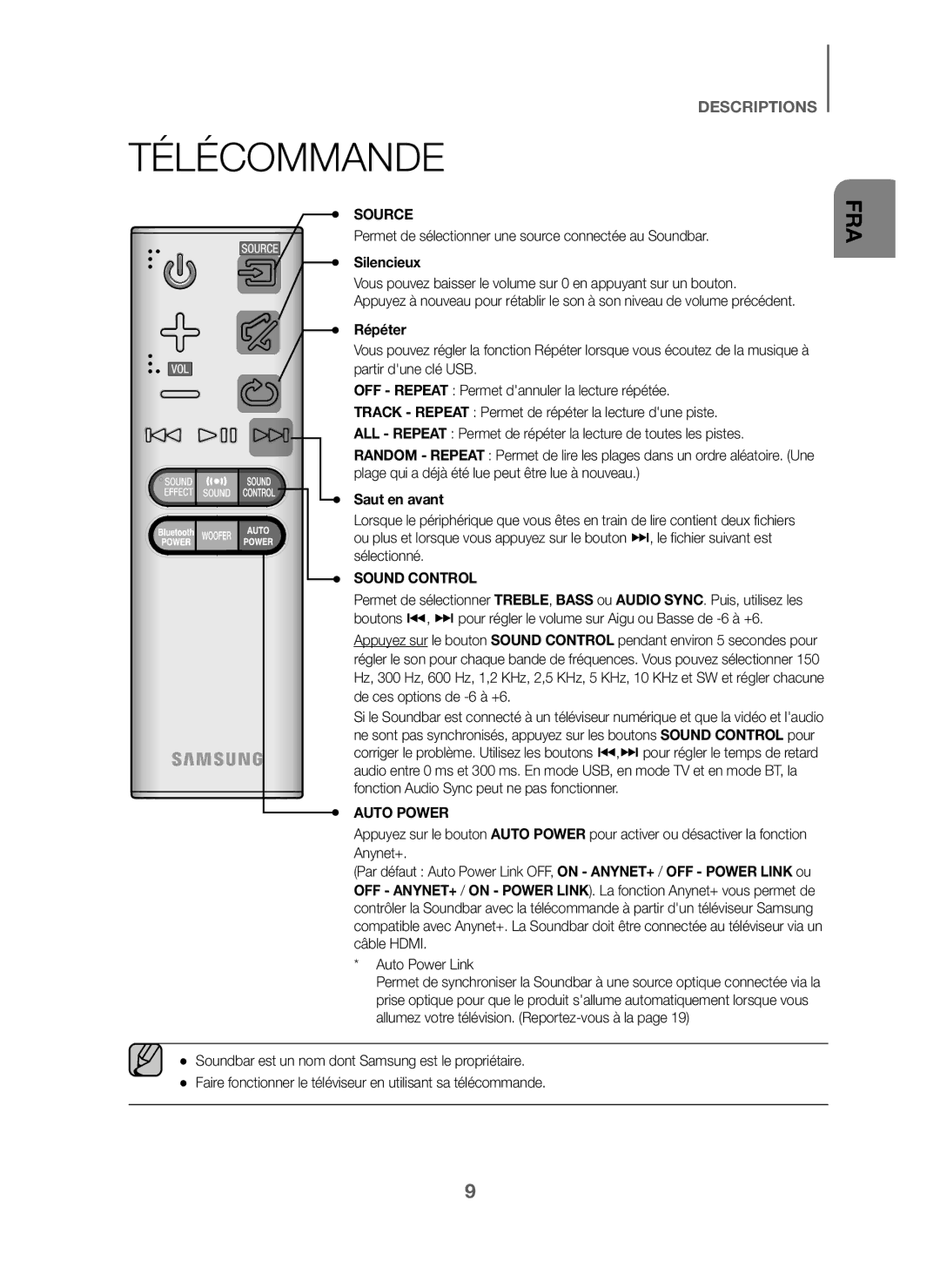 Samsung HW-J6010/XE, HW-J6001/TK, HW-J6000/EN, HW-J6001/EN, HW-J6001/ZF manual Télécommande, Silencieux, Répéter, Saut en avant 