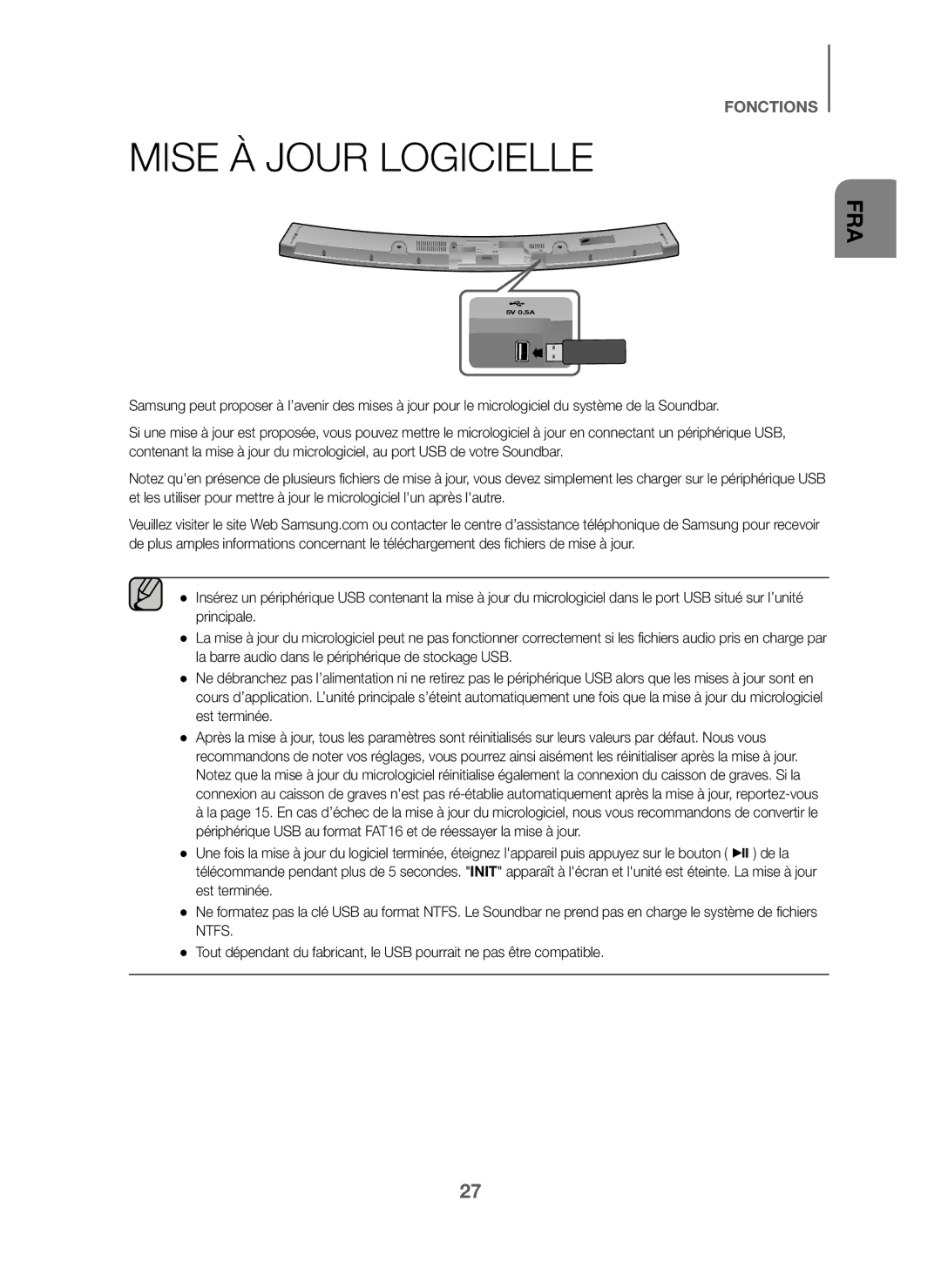 Samsung HW-J6000/EN, HW-J6001/TK, HW-J6001/EN, HW-J6001/ZF, HW-J6000/ZF, HW-J6001/XN, HW-J6011/XE manual Mise À Jour Logicielle 