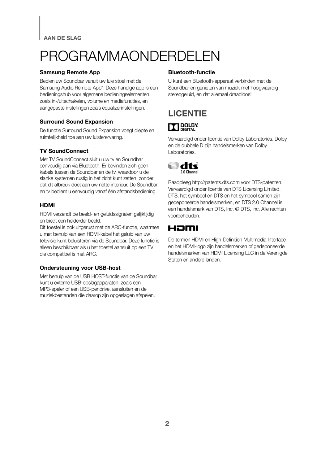 Samsung HW-J6011/XE, HW-J6001/TK, HW-J6000/EN, HW-J6001/EN, HW-J6001/ZF, HW-J6000/ZF, HW-J6001/XN Programmaonderdelen, Licentie 