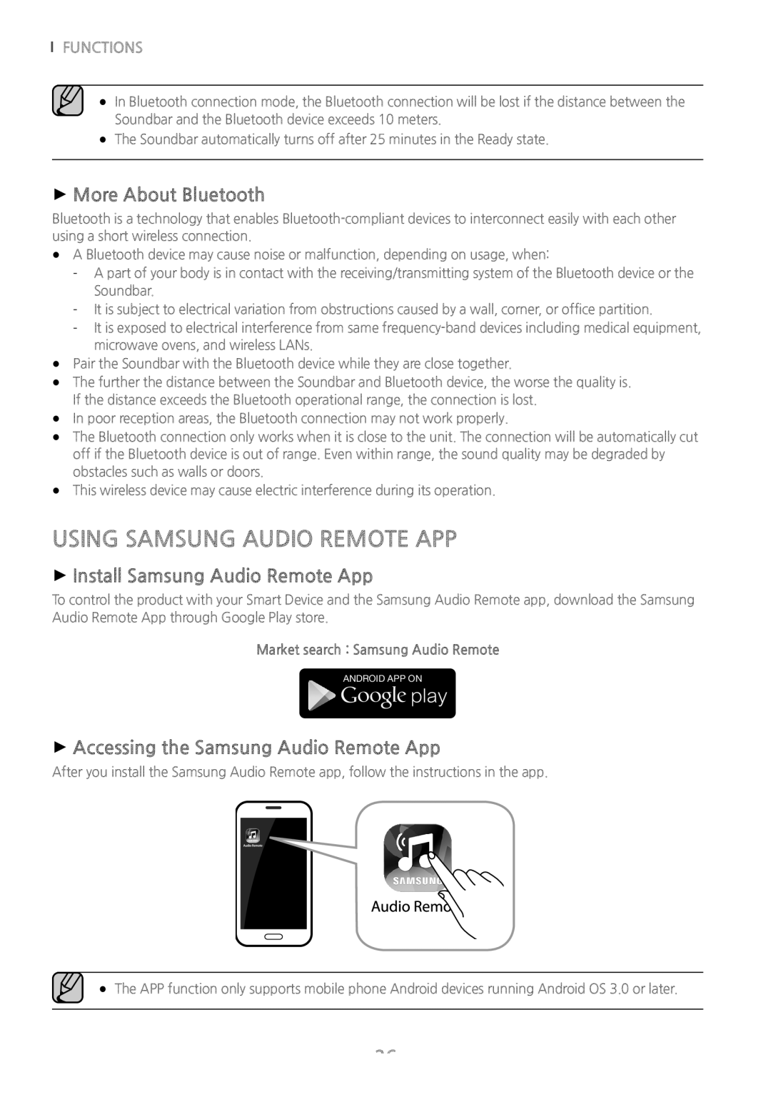 Samsung HW-J6001/EN manual Using Samsung Audio Remote APP, ++More About Bluetooth, ++Install Samsung Audio Remote App 