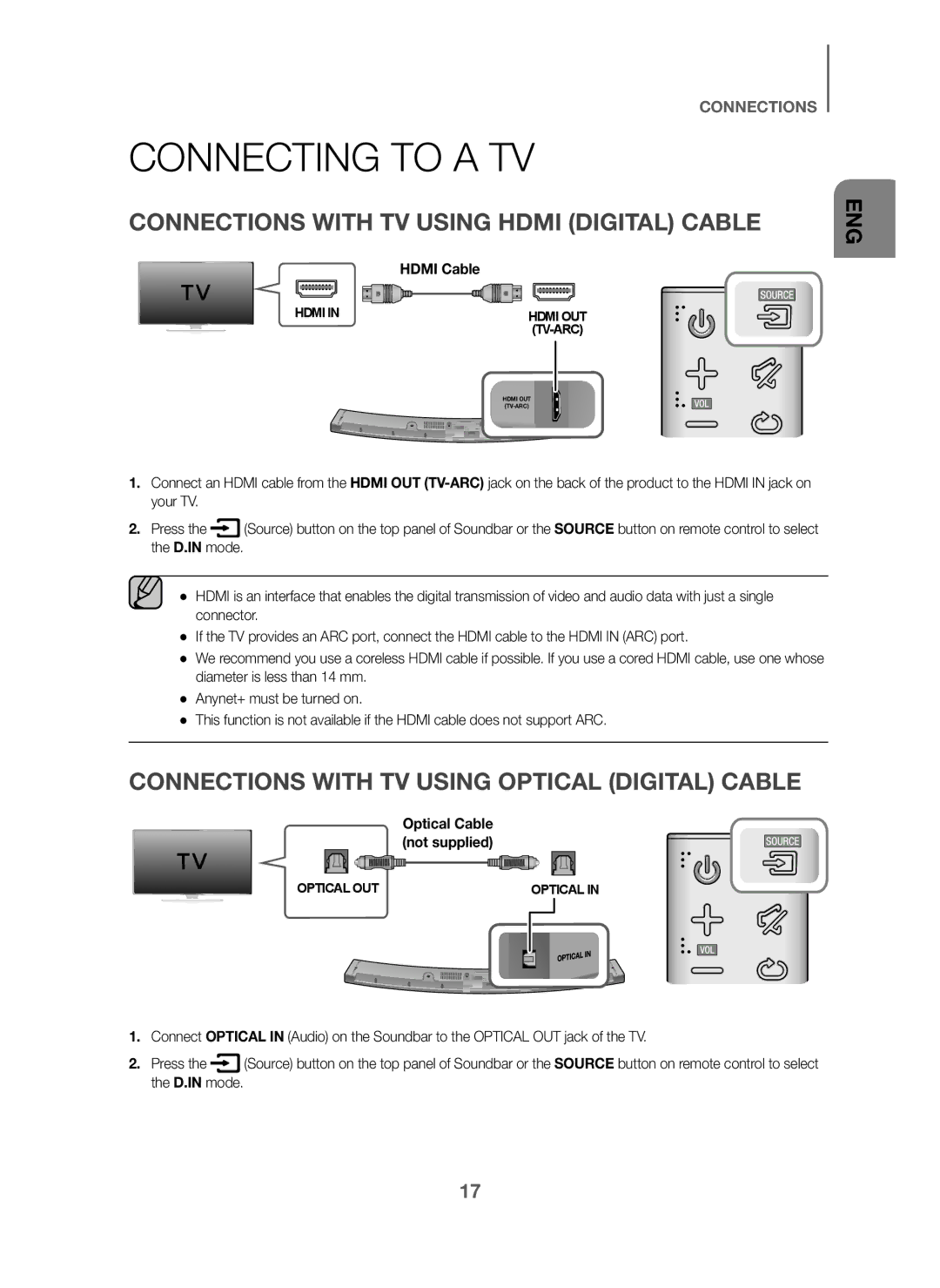 Samsung HW-J6001/ZF, HW-J6001/TK, HW-J6001/EN Connecting to a TV, Connections with TV Using Hdmi Digital Cable, Hdmi Cable 