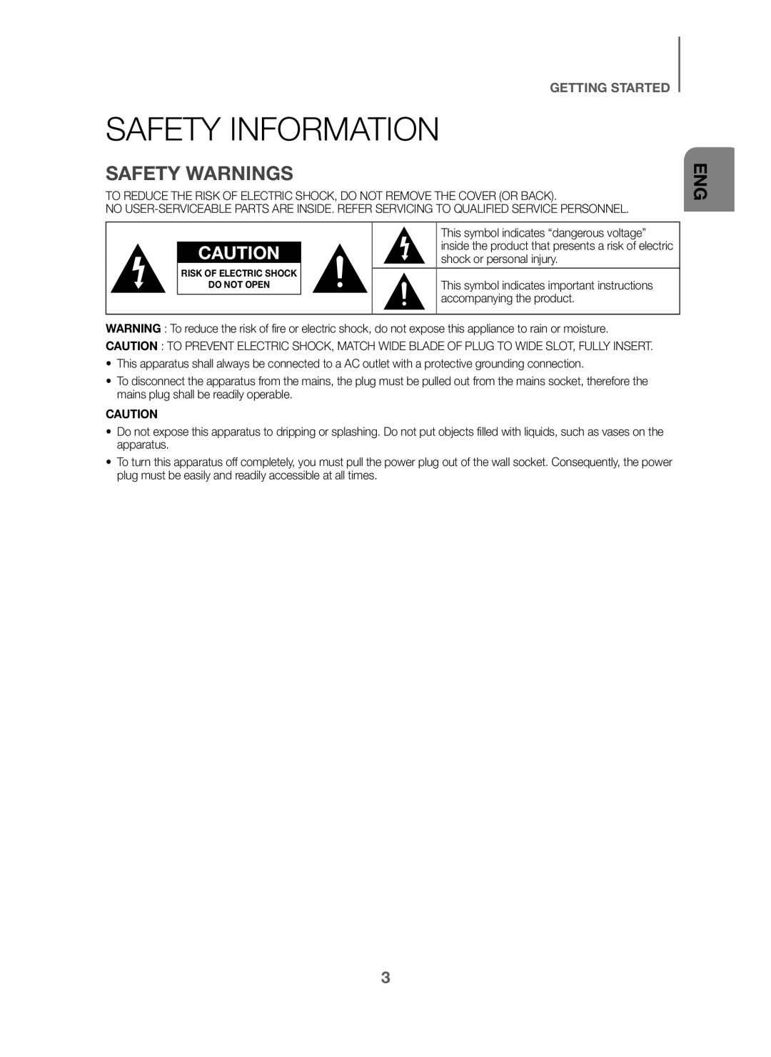 Samsung HW-J6001/TK, HW-J6001/EN Safety Information, Safety Warnings, Shock or personal injury, Accompanying the product 