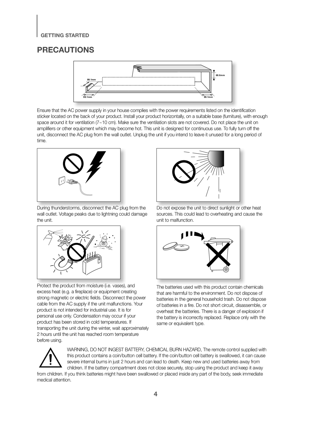 Samsung HW-J6001/EN, HW-J6001/TK, HW-J6001/ZF manual Precautions 