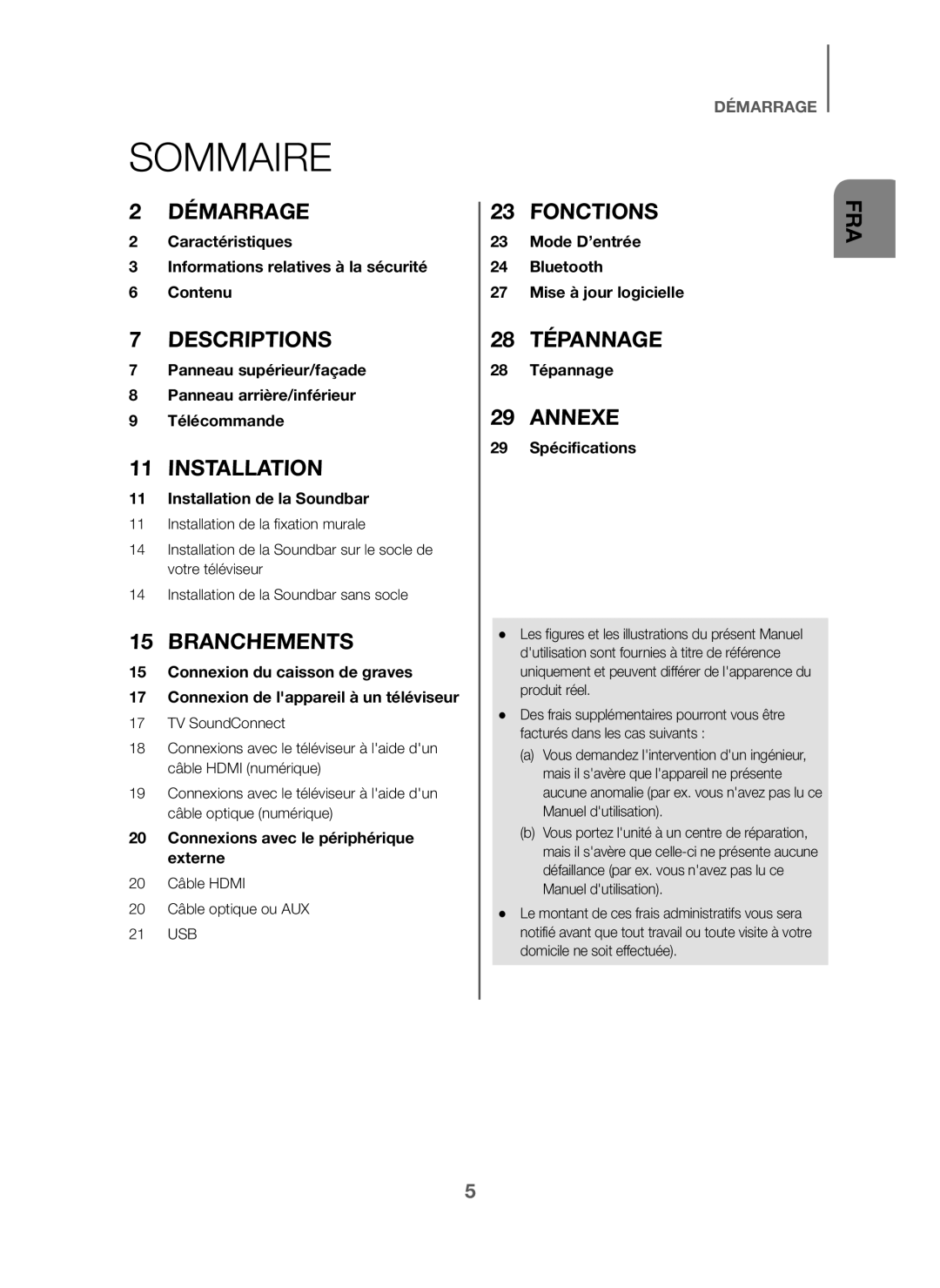 Samsung HW-J6000/ZF, HW-J6001/ZF manual Sommaire, 20 Câble Hdmi 20 Câble optique ou AUX 21 USB 