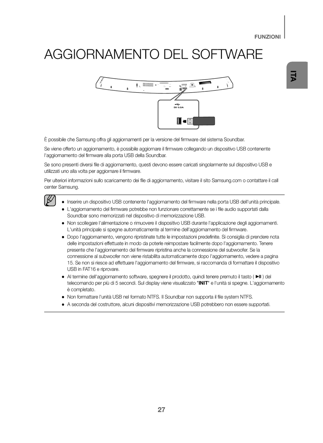 Samsung HW-J6000/ZF, HW-J6001/ZF manual Aggiornamento DEL Software 