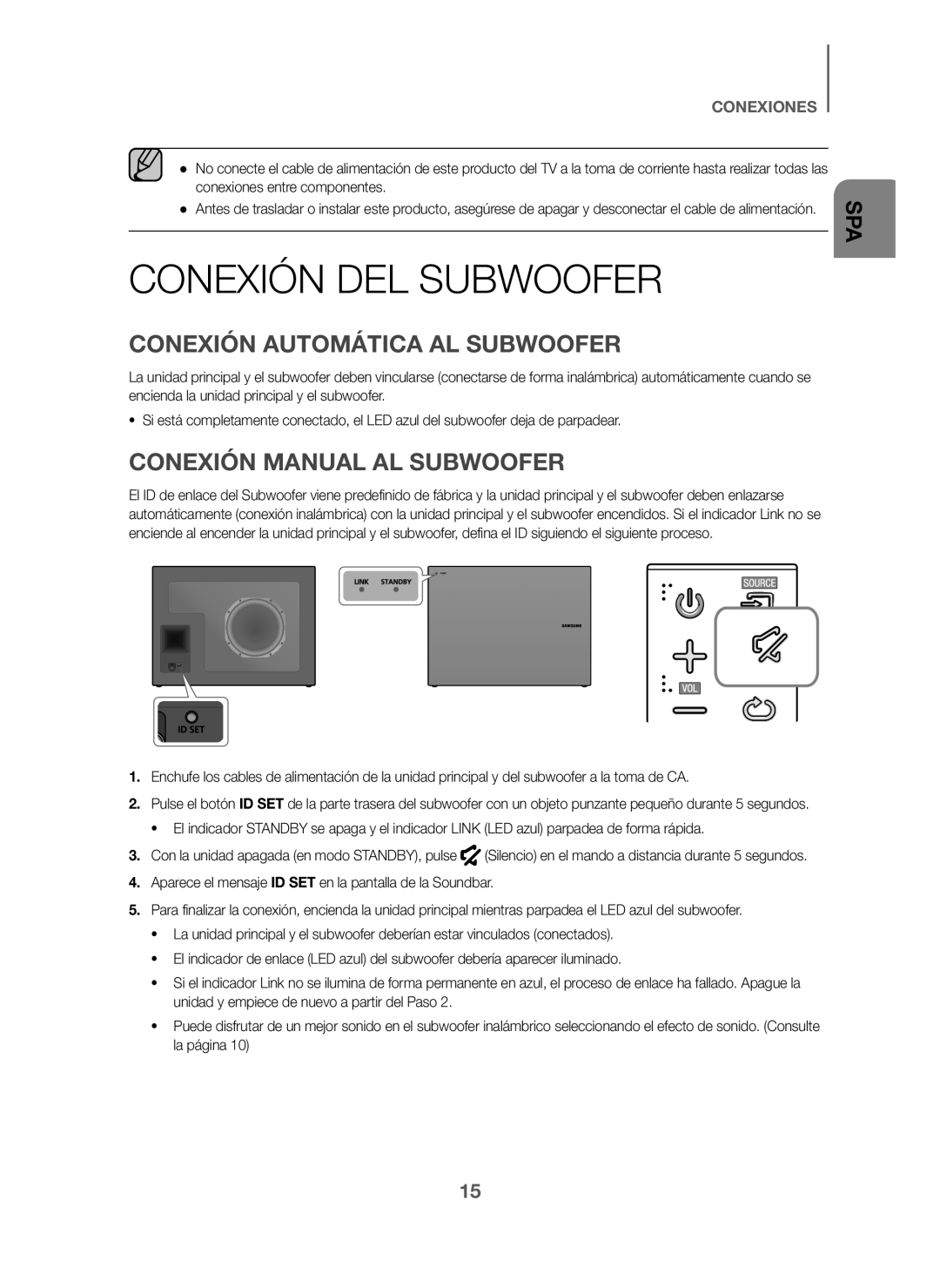 Samsung HW-J6000/ZF, HW-J6001/ZF Conexión DEL Subwoofer, Conexión Automática AL Subwoofer, Conexión Manual AL Subwoofer 